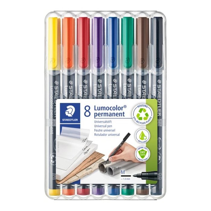 STAEDTLER ROTULADOR LUMOCOLOR 317 WP8 MEDIO B/8 SURTIDOS VARIOS PAPELERIA