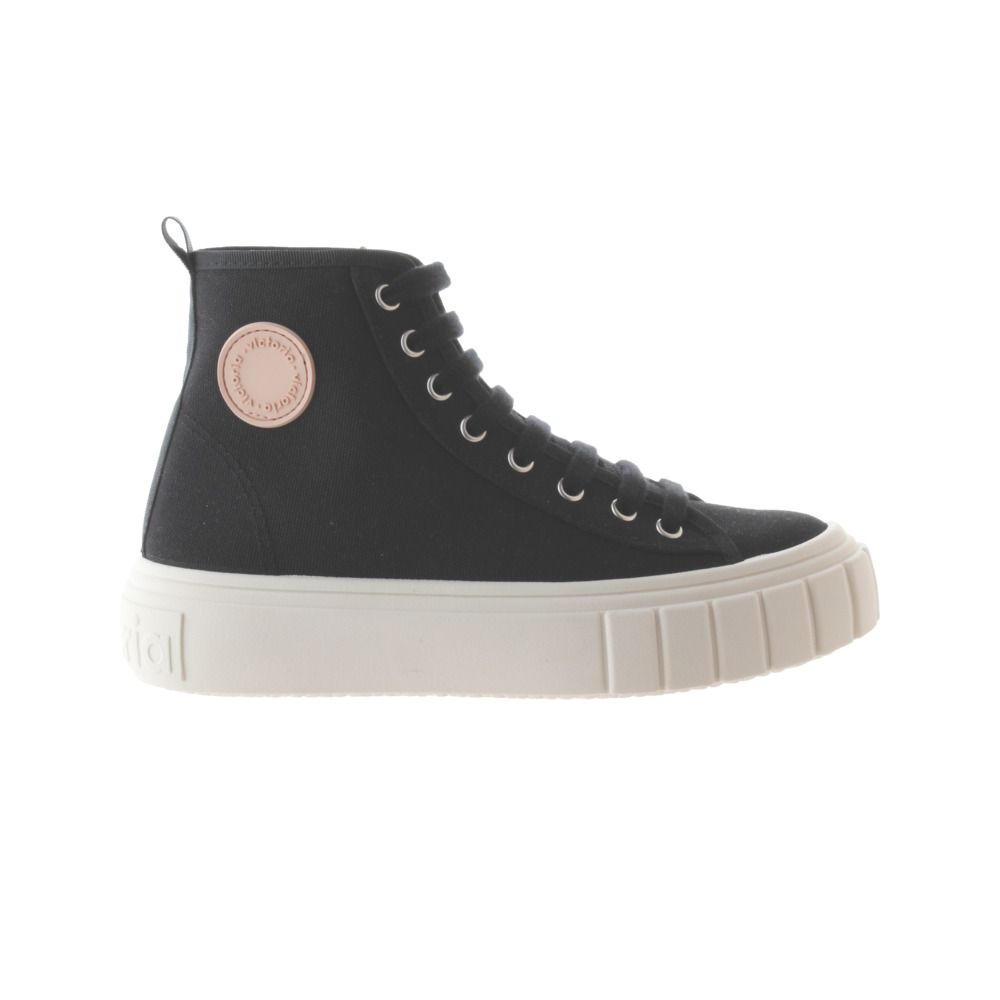 Victoria Abril Zapatillas abotinadas de lona con cordones al tono y tirador trasero 1270100