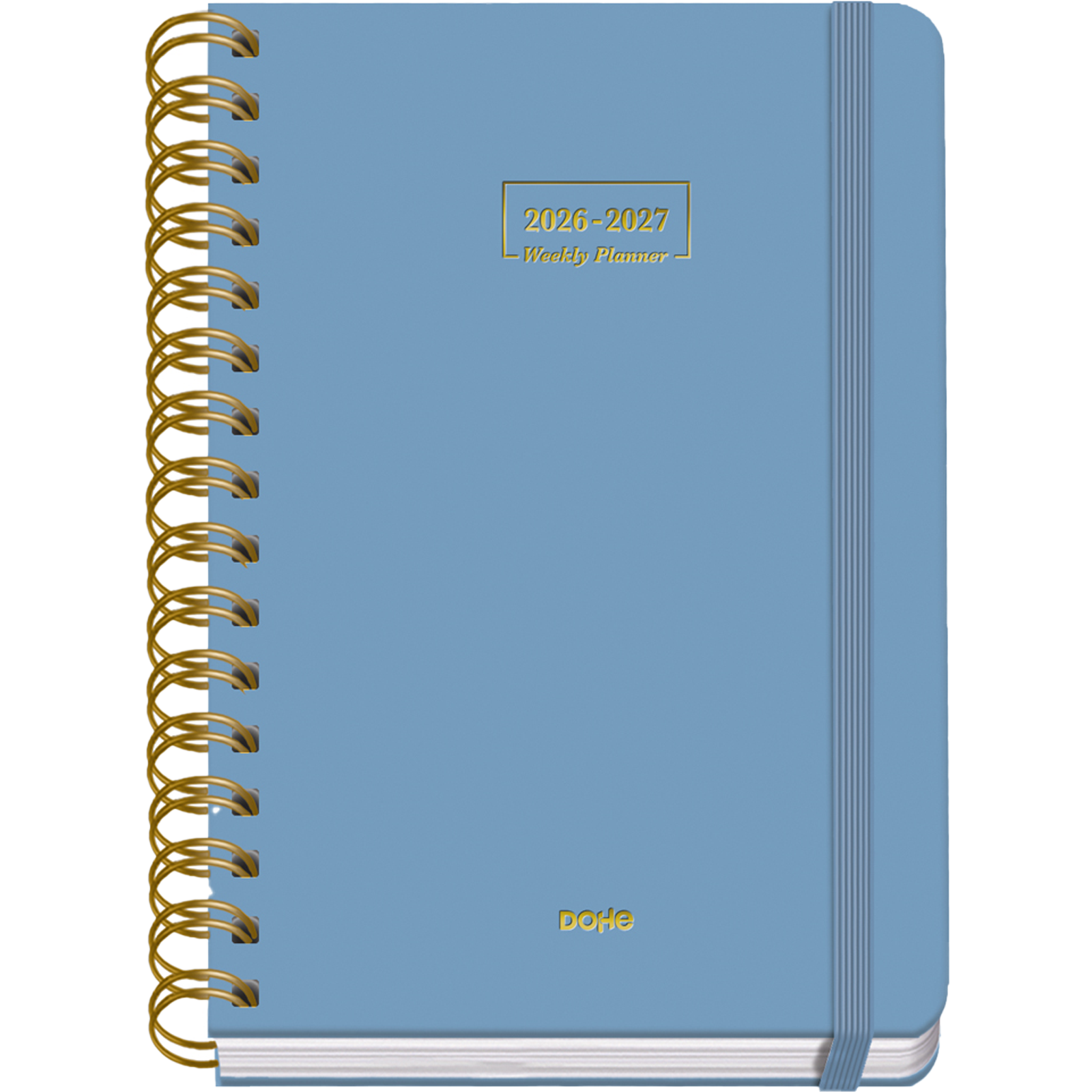 Dohe - Agenda Escolar 2026 2027 - Septiembre a Junio, Semana Vista, A5 (15x21 cm), Tapa Dura Suave, Espiral Doble, Cierre con Goma Elástica, 2 Páginas de Pegatinas, Español e Inglés