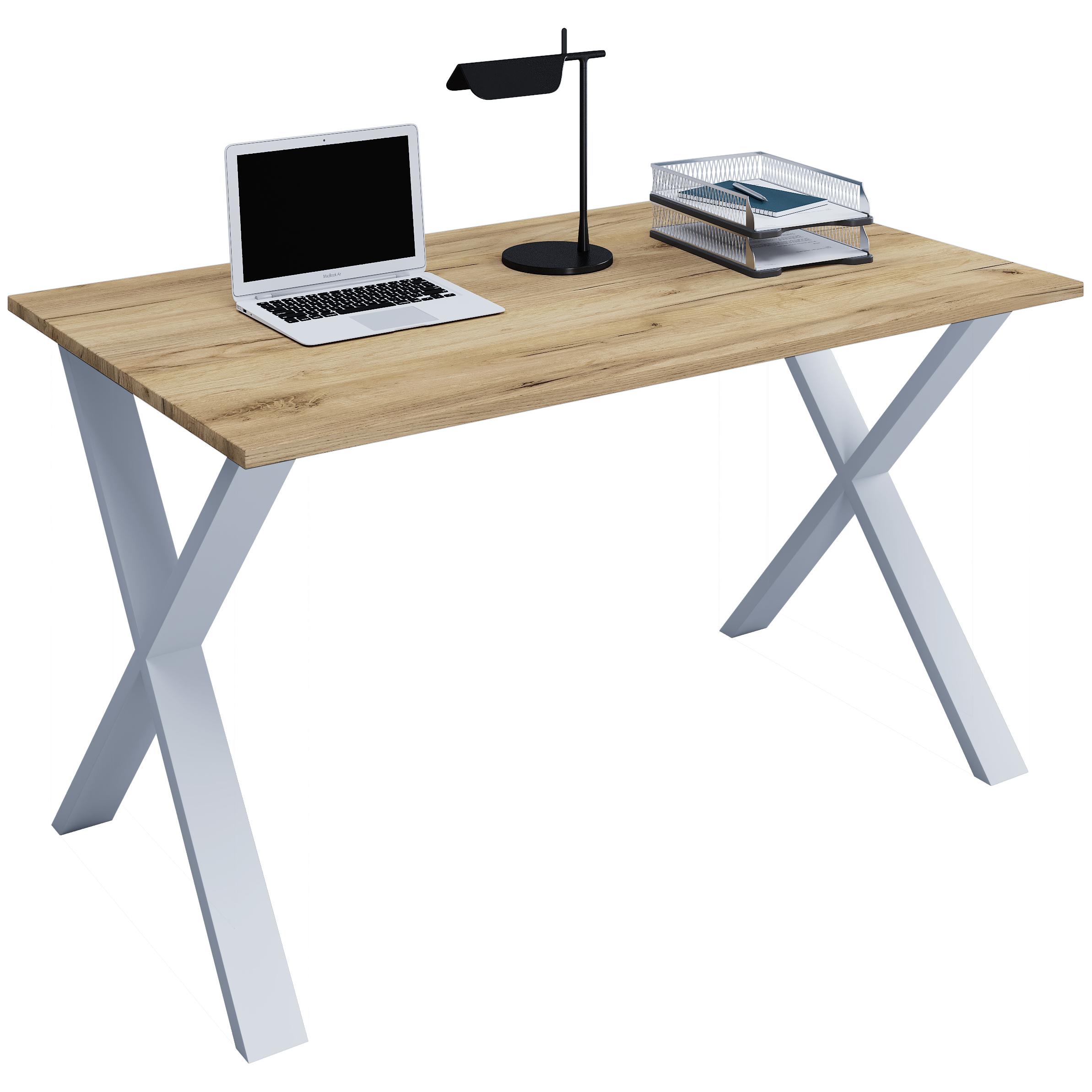 Holz Schreibtisch | H. 76 x B. 110 x T. 80 cm | Computertisch schlicht | Füße aus hochwertigem Metall | Arbeitstisch | Büromöbel - Lona X