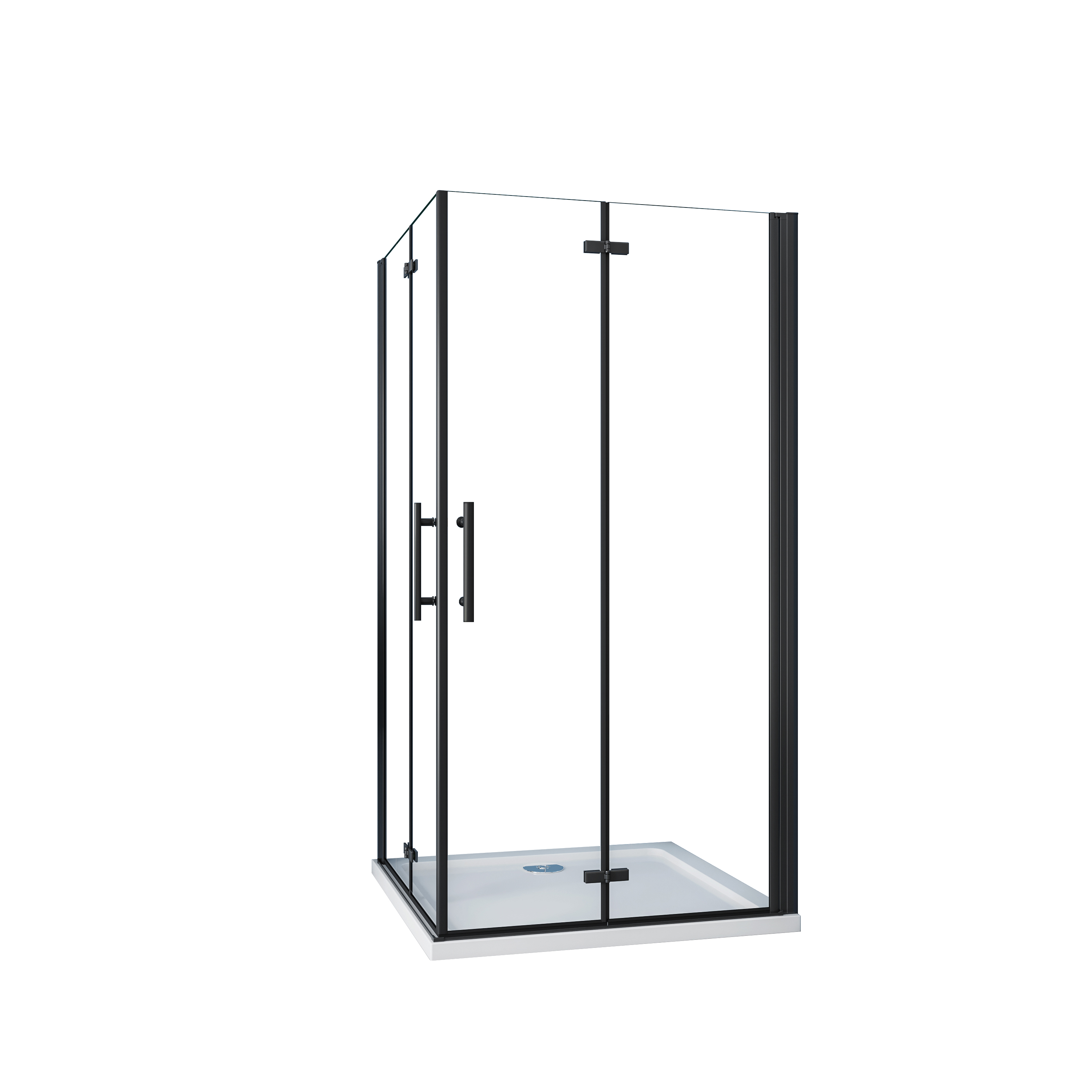 Mampara de Ducha Cuadrada Plegable,Vidrio Templado Easyclean 5 mm,Perfil Negro Mate,Tamaño:(680-700)x(680-700)x1900mm