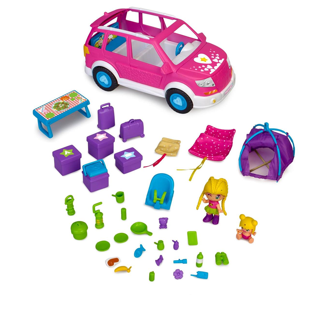 Coche Camping Pinypon con accesorios y dos figuras. (Famosa PNY35000)