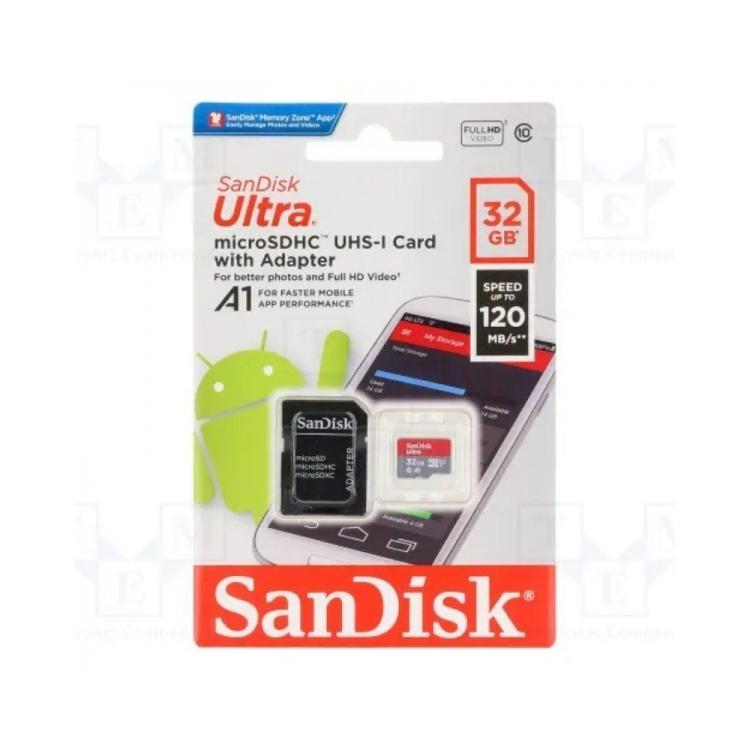 Sandisk - Tarjeta De Memoria Sandisk Ultra 32Gb Microsd Hc Uhs-I Con Adaptador Clase 10/120Mbs