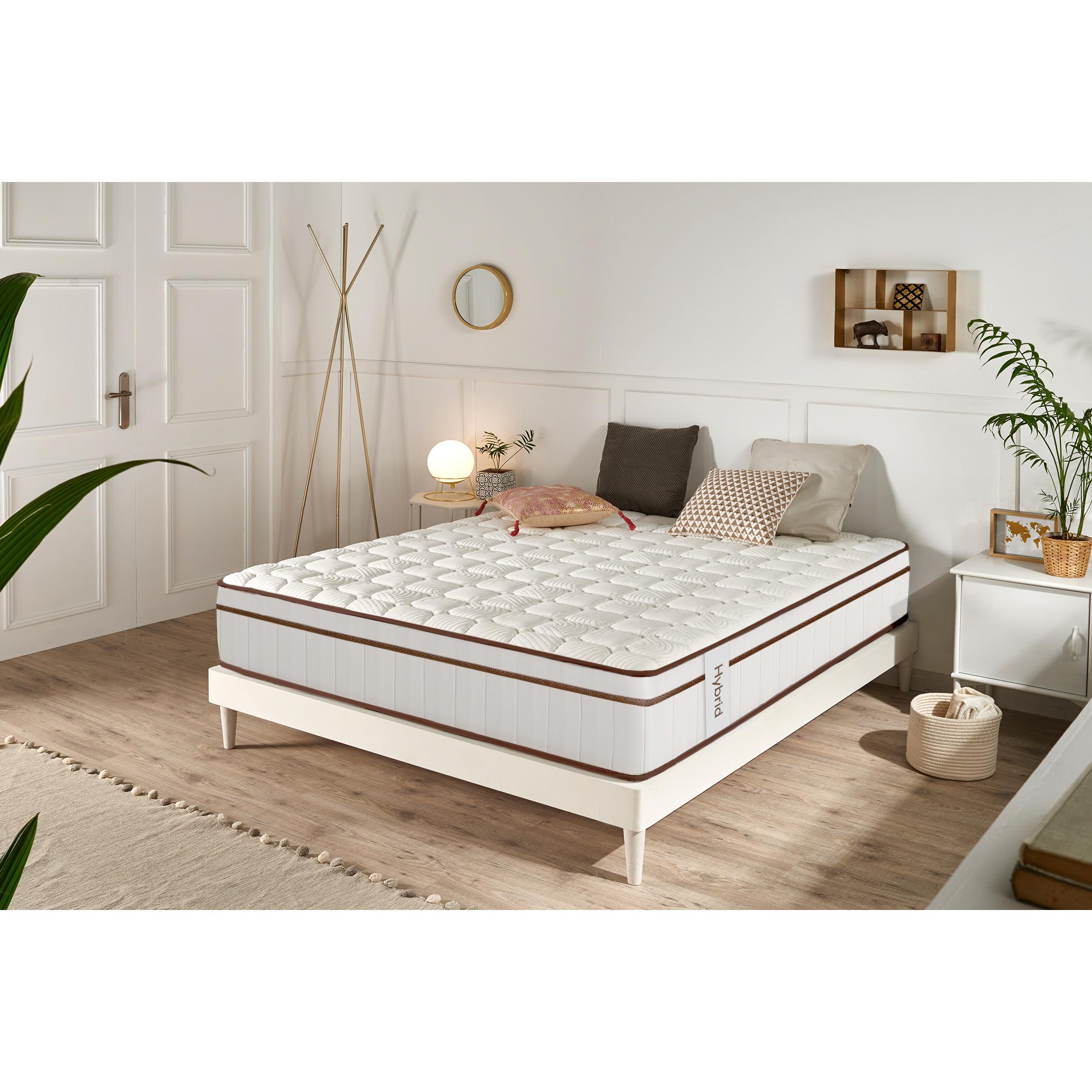 Colchón Muelles ensacados Hybrid -  Ergonómico - Independecia de lechos - Transpirable - 30 CM - Blanco - 80X180 - Moonia