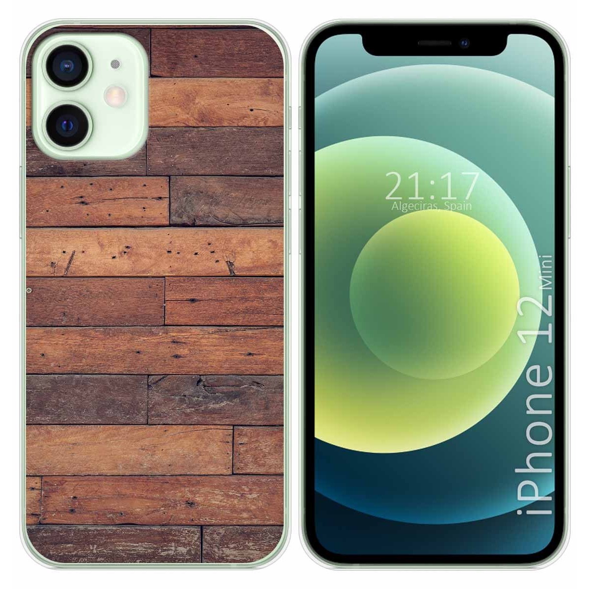 Tumundosmartphone Funda Gel Tpu para Iphone 12 Mini (5.4) diseño Madera 03 Dibujos