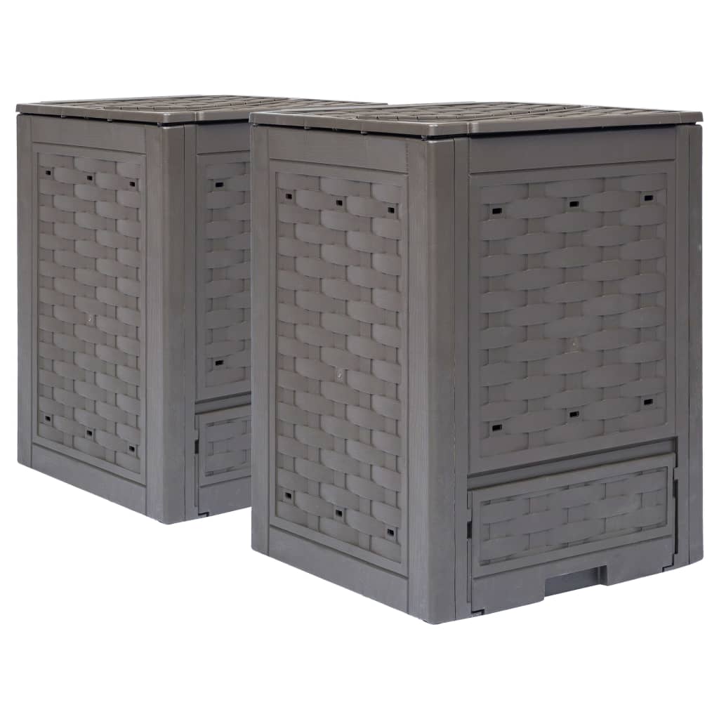 vidaXL Compostadores de Jardín Marrón 60x60x83cm Compostaje Reciclaje Capacidad 300 L (1 unidad), 600 L (2 unidades), 900 L (3 unidades)