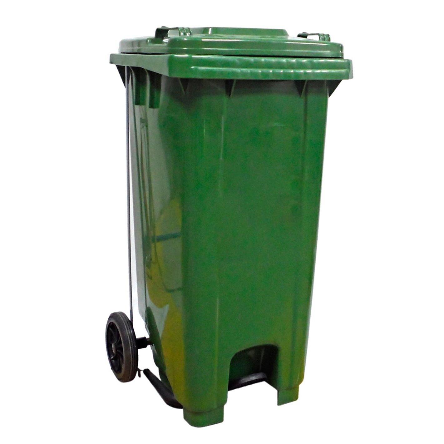 Contenedor de basura 120L - Con pedal - Verde