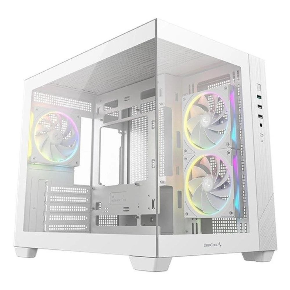 Deepcool - Caja para PC CG330 3F WH con doble cristal templado blanco, soporte para GPU hasta 410 mm y radiador de 360 mm, ideal para builds ITX y Micro ATX