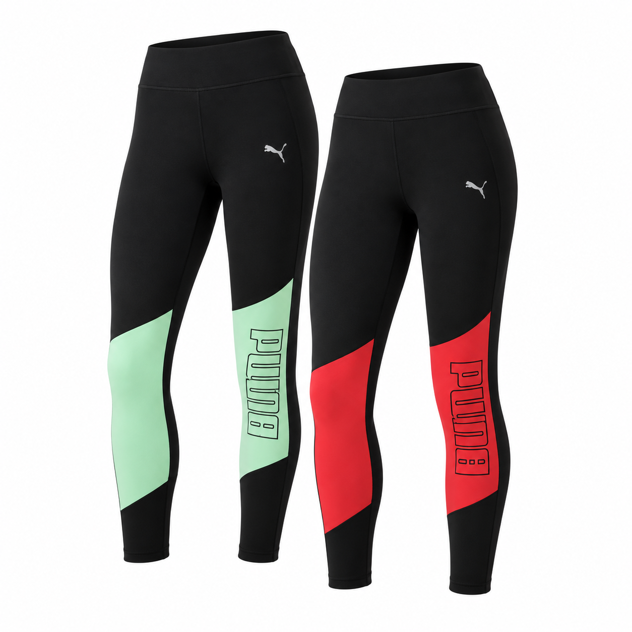 Pack de 2 Leggings Deportivos PUMA DryCELL para Mujer - 1 Verde y 1 Rojo