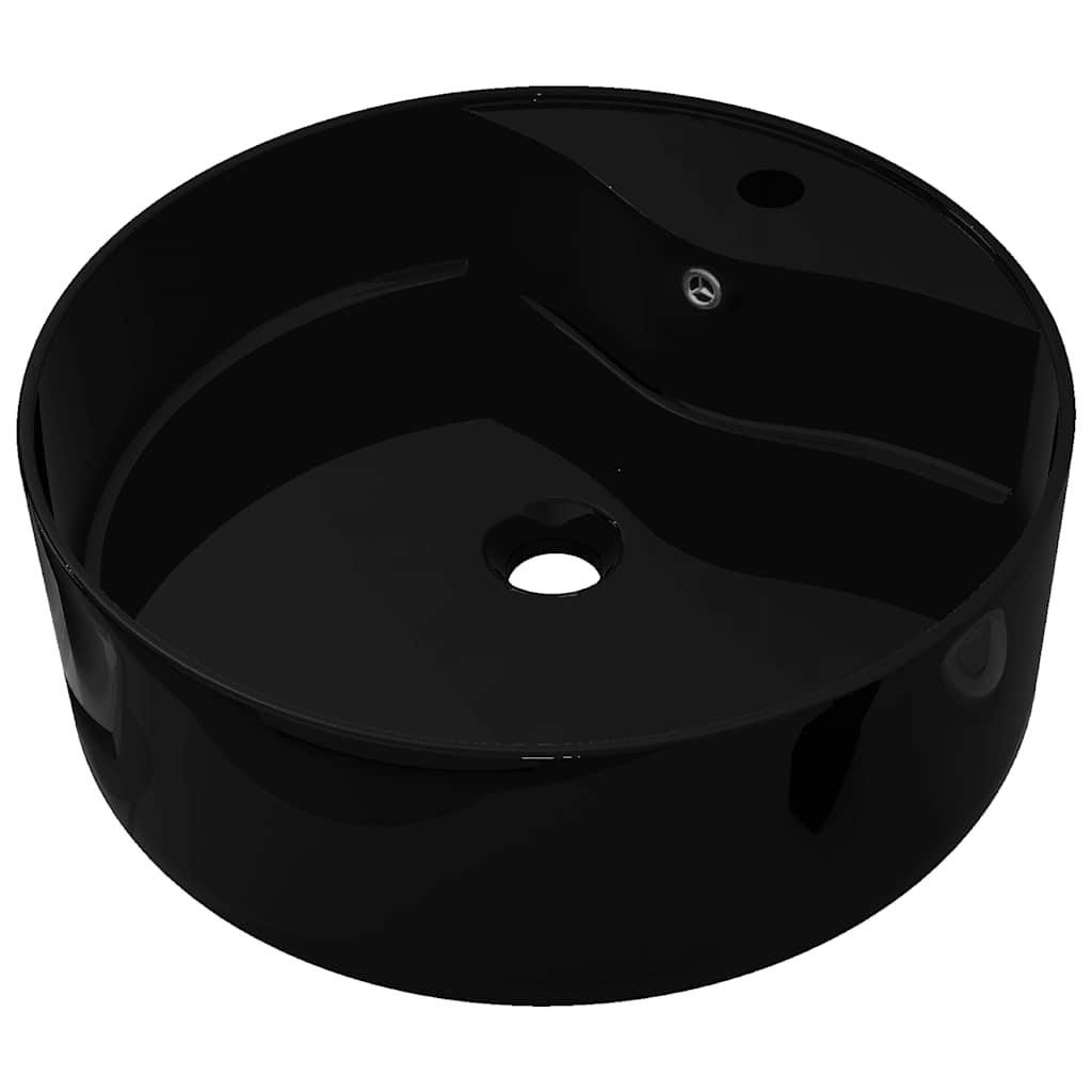 vidaXL Lavabo redondo de cerámica con orificio para grifo/desagüe 46,5 × 15,5 cm