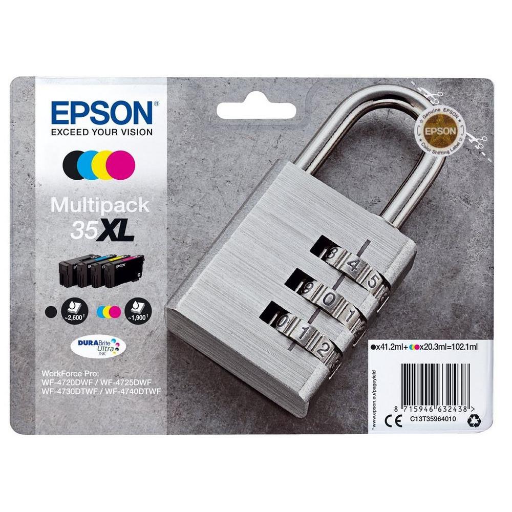 Cartuchos de tinta original 4 colores CMYK Epson 35XL DURABrite Ultra Ink Candado Series
