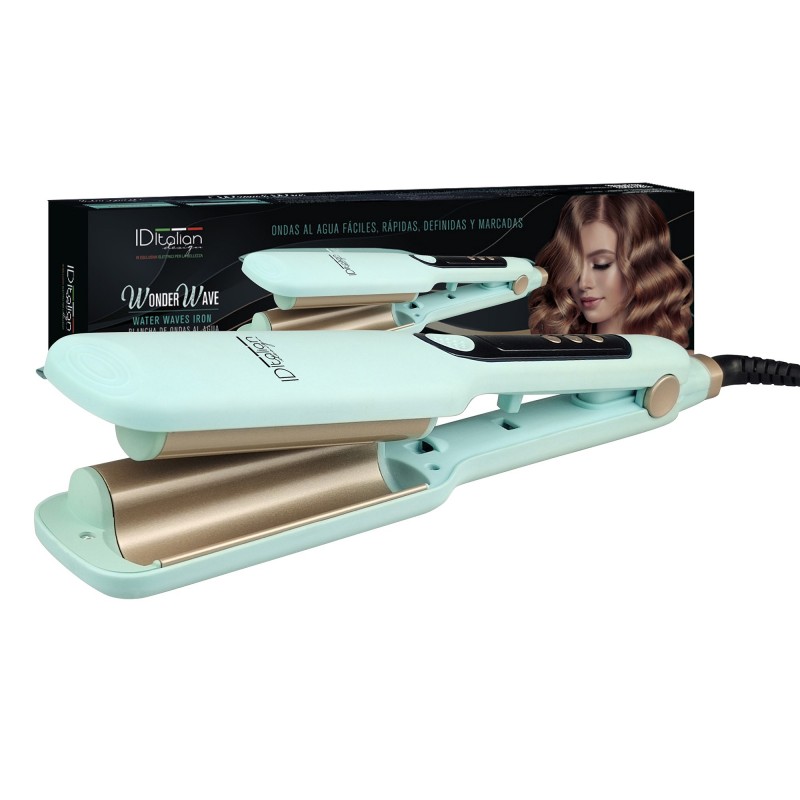 Plancha para el Pelo Wonder Wave, Ondas Surferas Sin Daño, Tecnología HAIRCARE, Placas de Aluminio 6 cm, marca Iditalian