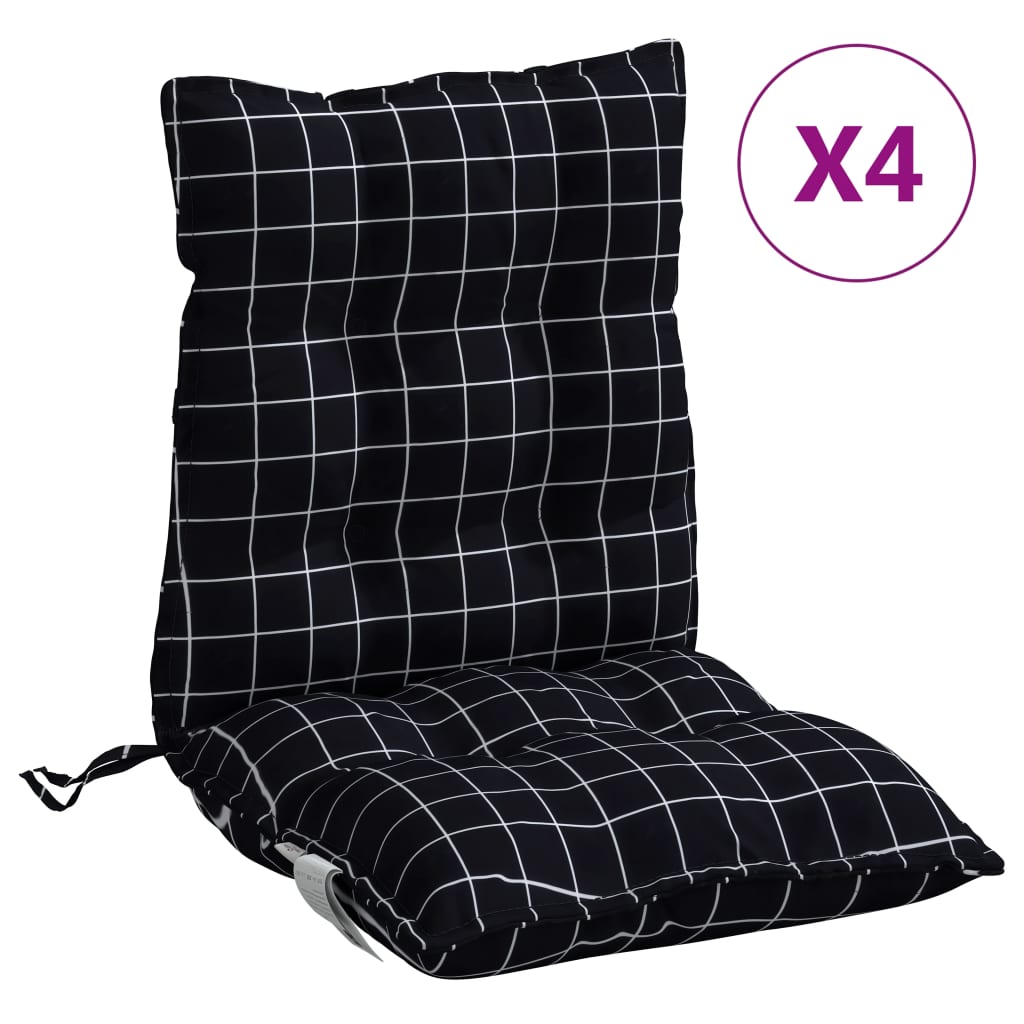 Vidaxl Cojines para Silla Respaldo Bajo 4 Uds Tela Color Antracita Verde Negro