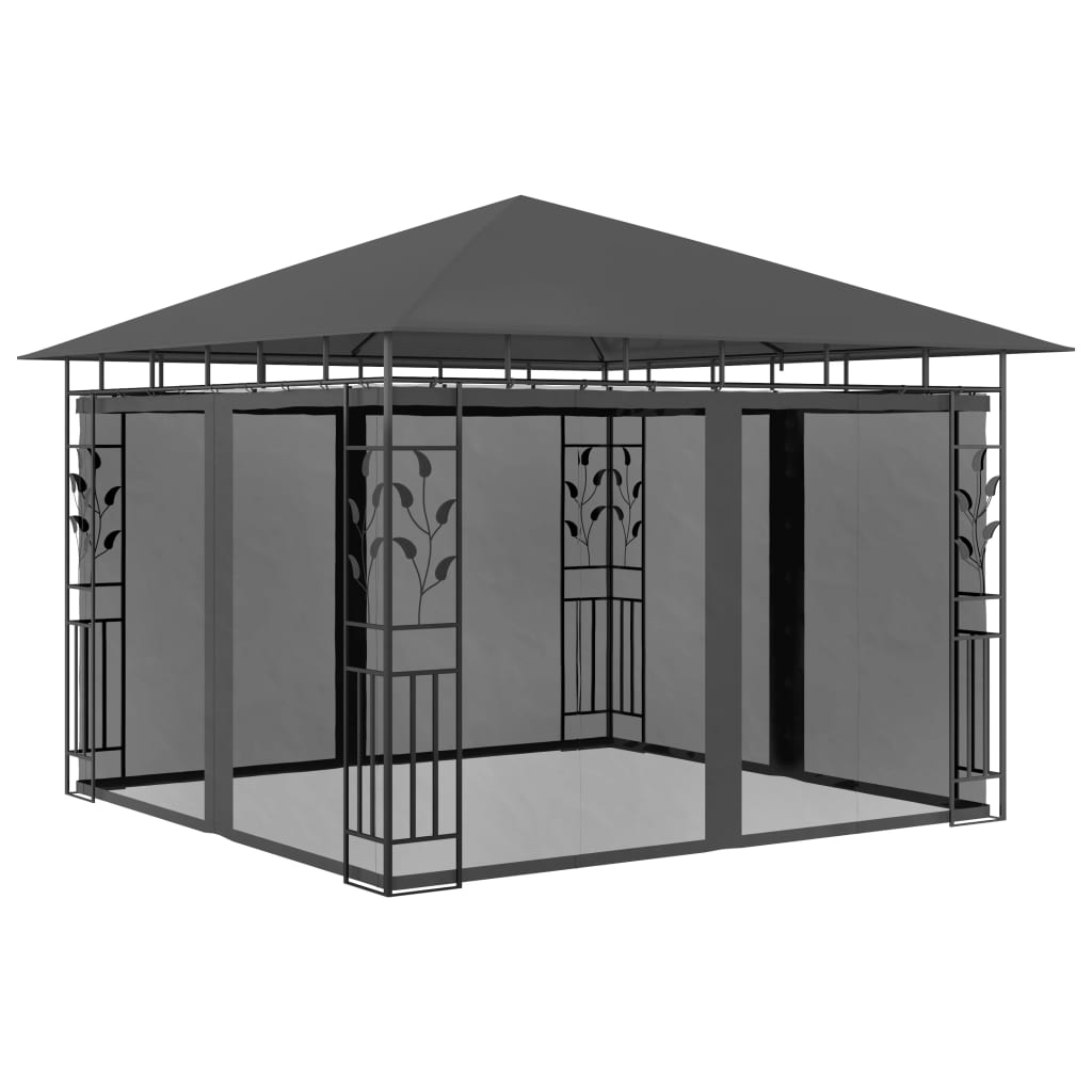 vidaXL Cenador con Mosquitera y Tira de Luces 3x3x2,73m 180 g/m² Parasol Color Crema,  Antracita, y mas