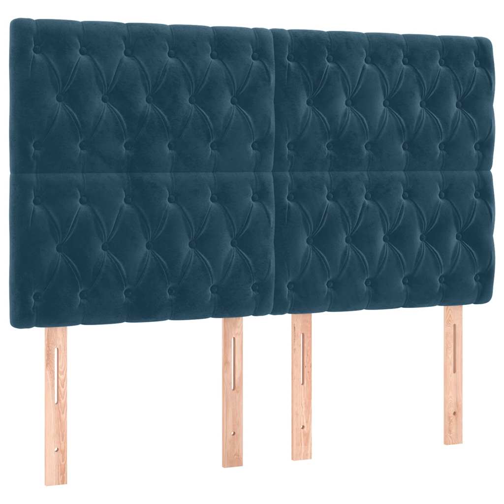 vidaXL Cabecero con luces LED terciopelo azul oscuro 144x7x118/128 cm