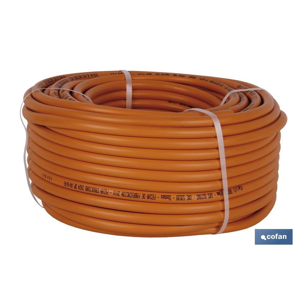 Tubo de Gas Butano Flexible Cofan 8mm X 60m - Naranja