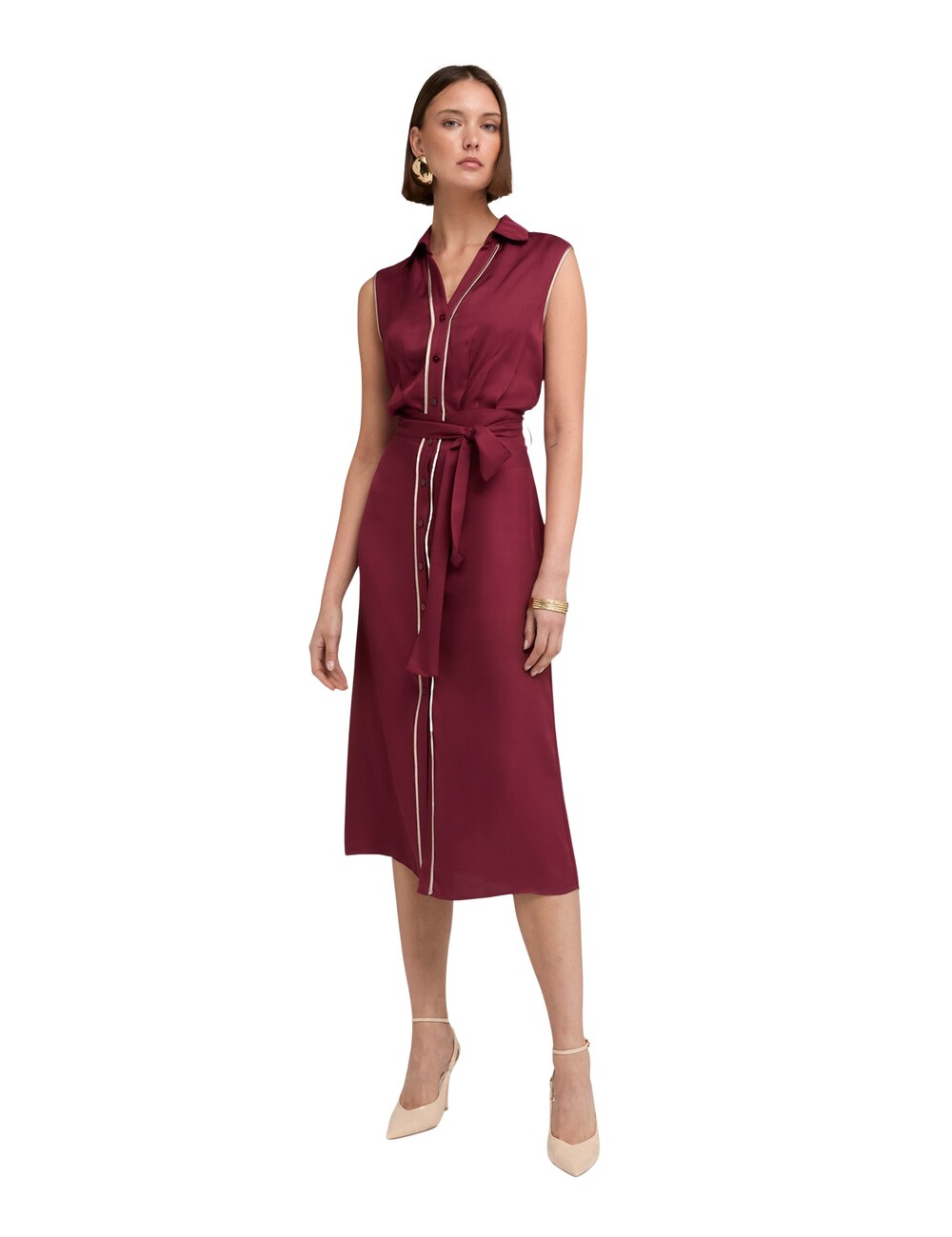 Motivi - Vestido camisero en twill con cinturón