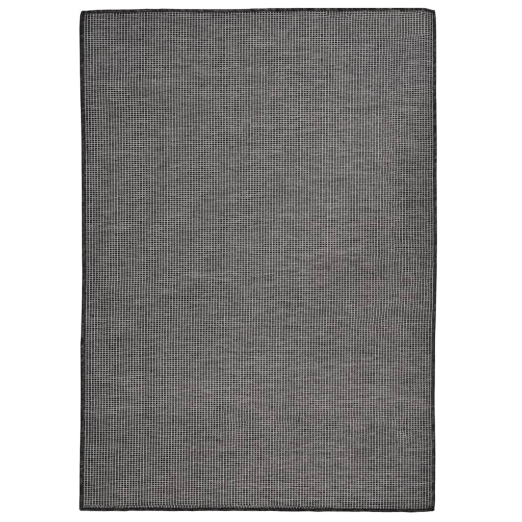 Vidaxl Alfombra Exterior Tejido Plano Estampado Hoja 140x200 Cm Gris