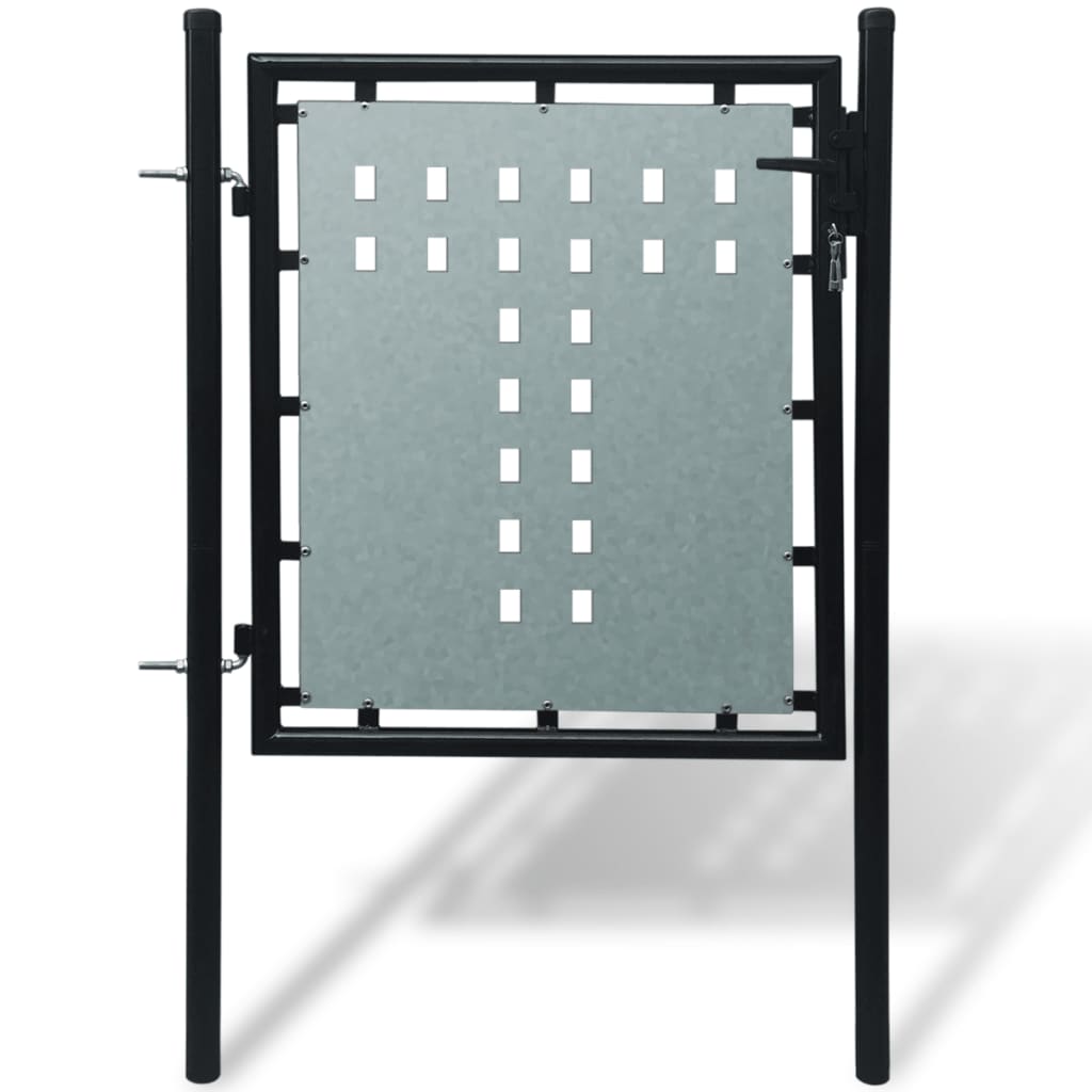 vidaXL Verja Negra con Puerta Entrada con 3 Llaves Jardín Seguridad Dimensiones 100 x 125 cm,  100 x 150 cm,  100 x 175 cm y mas