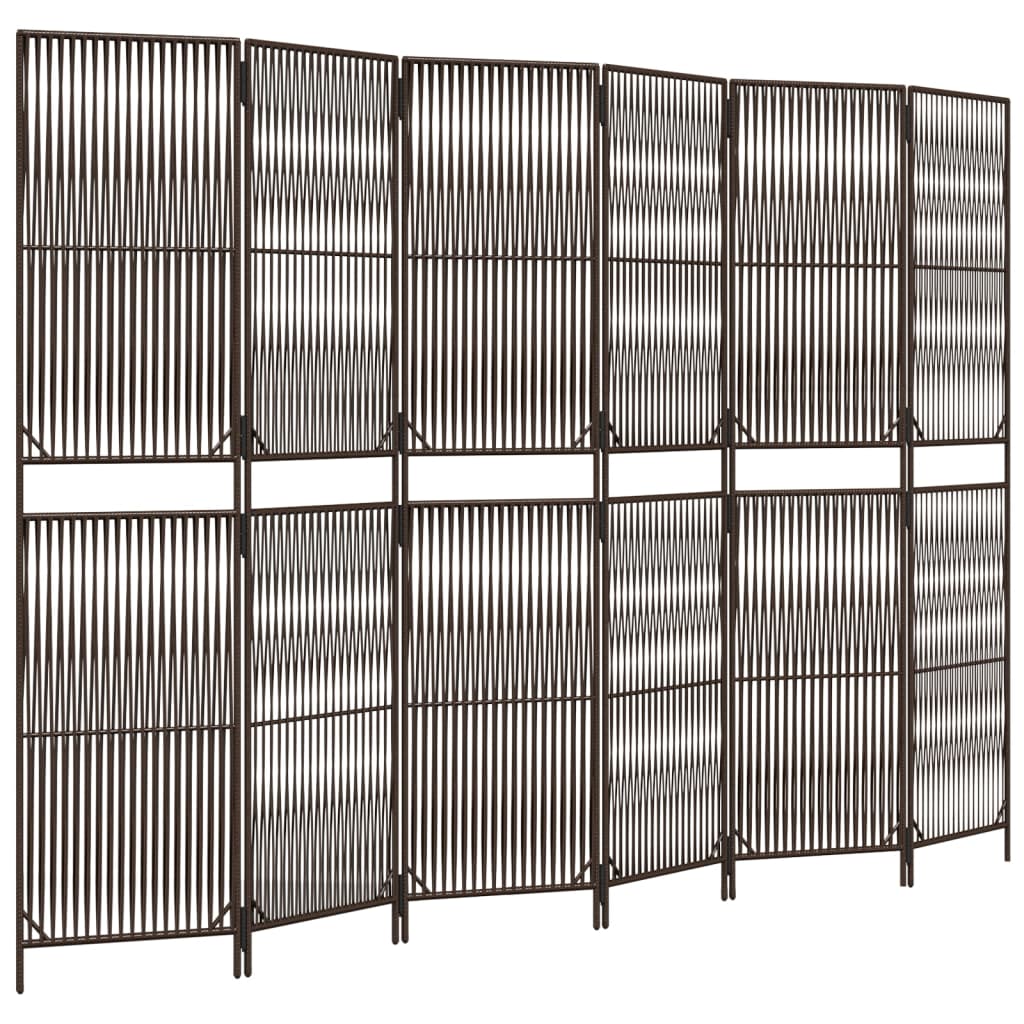 vidaXL Biombo de 6 paneles ratán sintético marrón
