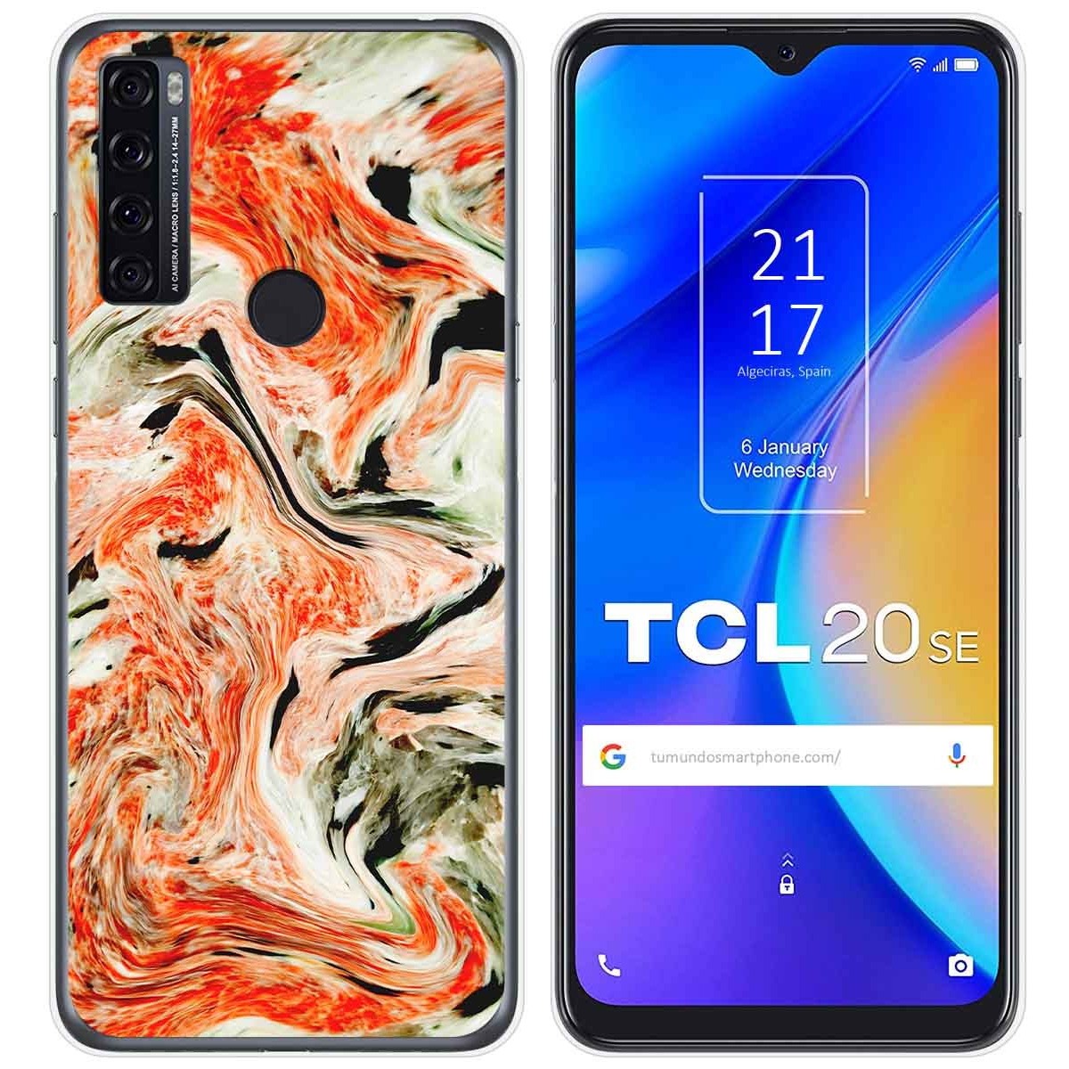 Tumundosmartphone Funda Gel Tpu para TCL 20 SE diseño Mármol 12 Dibujos
