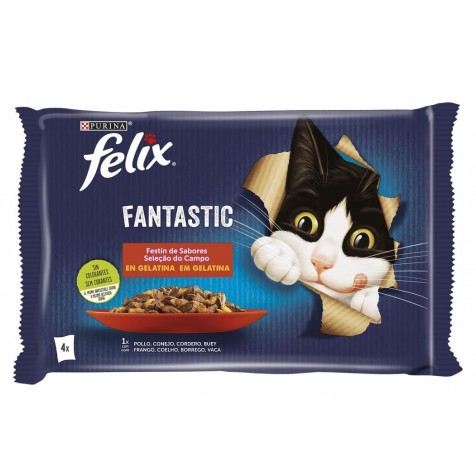 Felix Fantastic Festín De Carnes En Gelatina Para Gatos 4 X 85 Gr