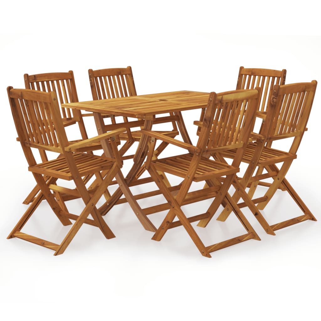 vidaXL Set comedor de jardín plegable 7 piezas madera maciza de acacia