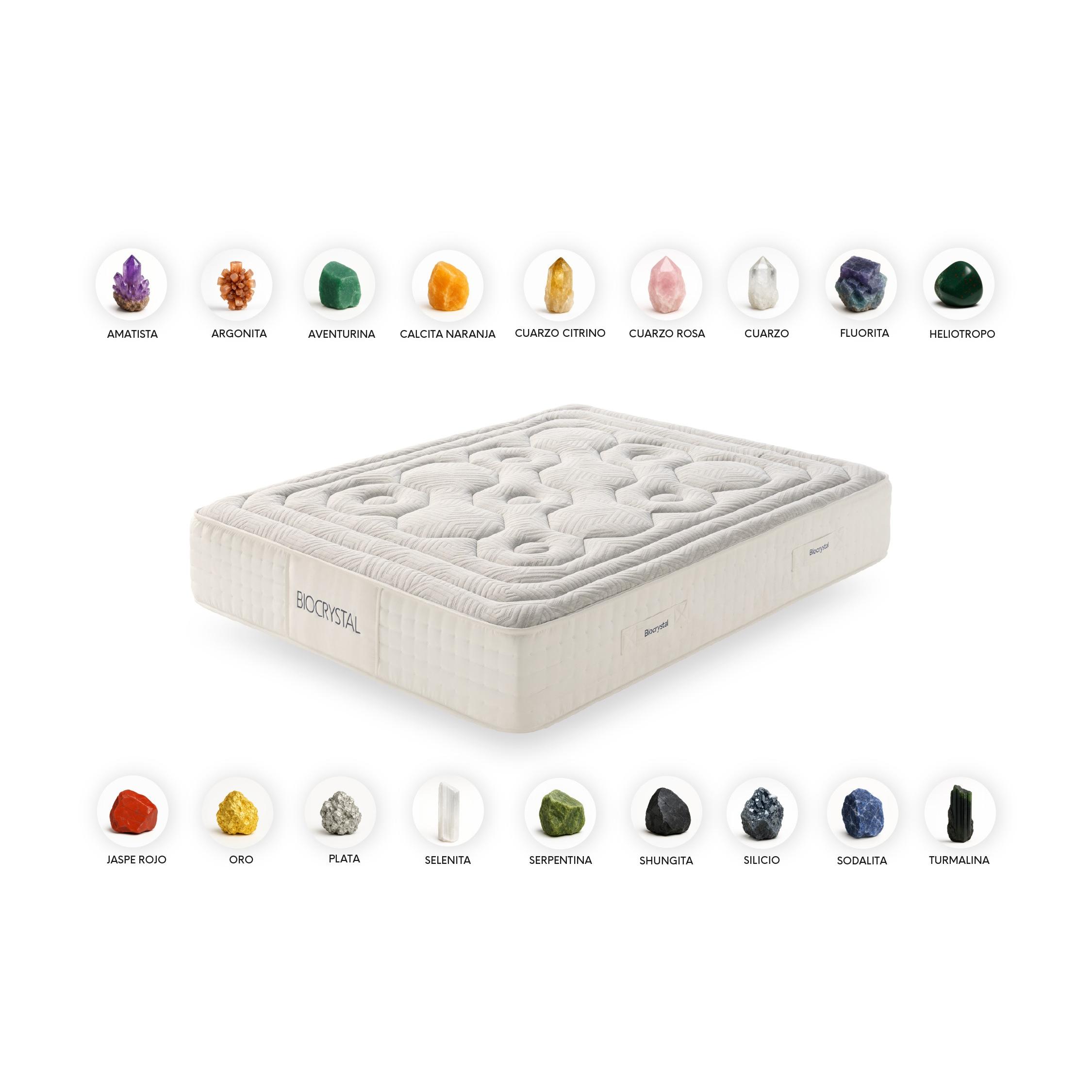 Colchón Viscoelástica Biocrystal Selenium 30 -  Ergonómico - Independecia de lechos - Transpirable - Tejido Biocrystal, Turmalink y Electrostatic Balance -  Moonia