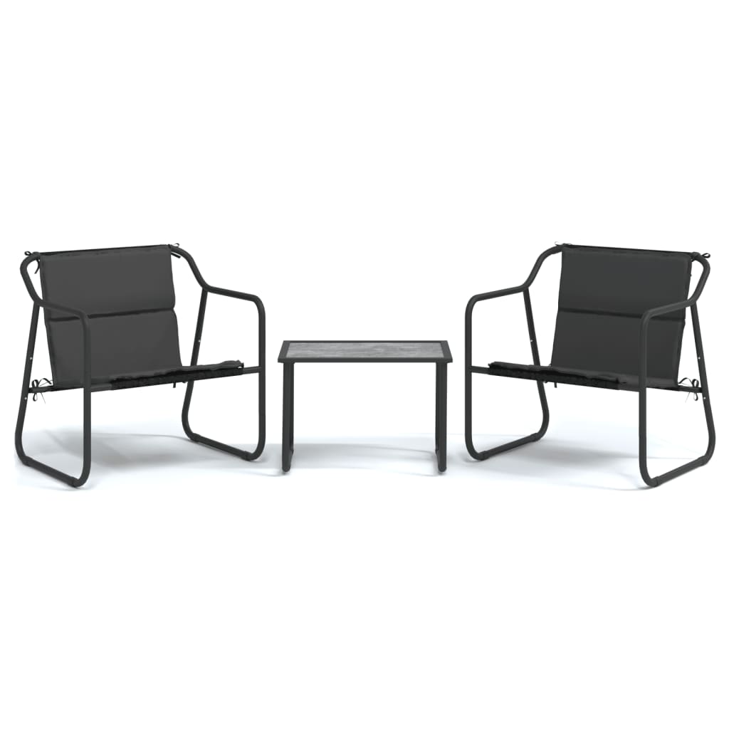 vidaXL Juego muebles de jardín 3 pzas y cojines acero gris antracita