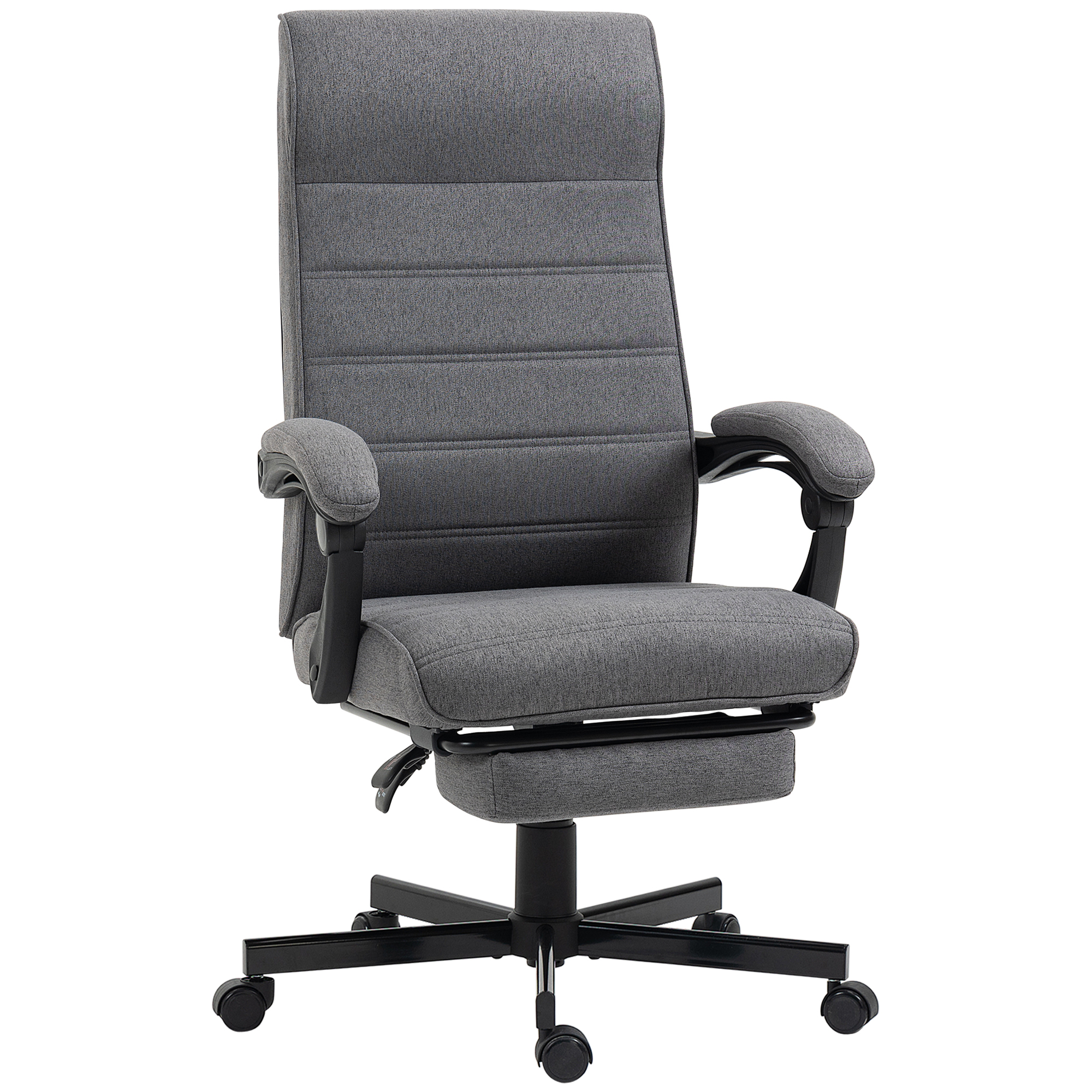 Vinsetto Silla de Escritorio Reclinable Silla de Oficina Giratoria con Altura Ajustable Reposapiés Retráctil y Reposabrazos Silla para Estudio Carga 120 kg