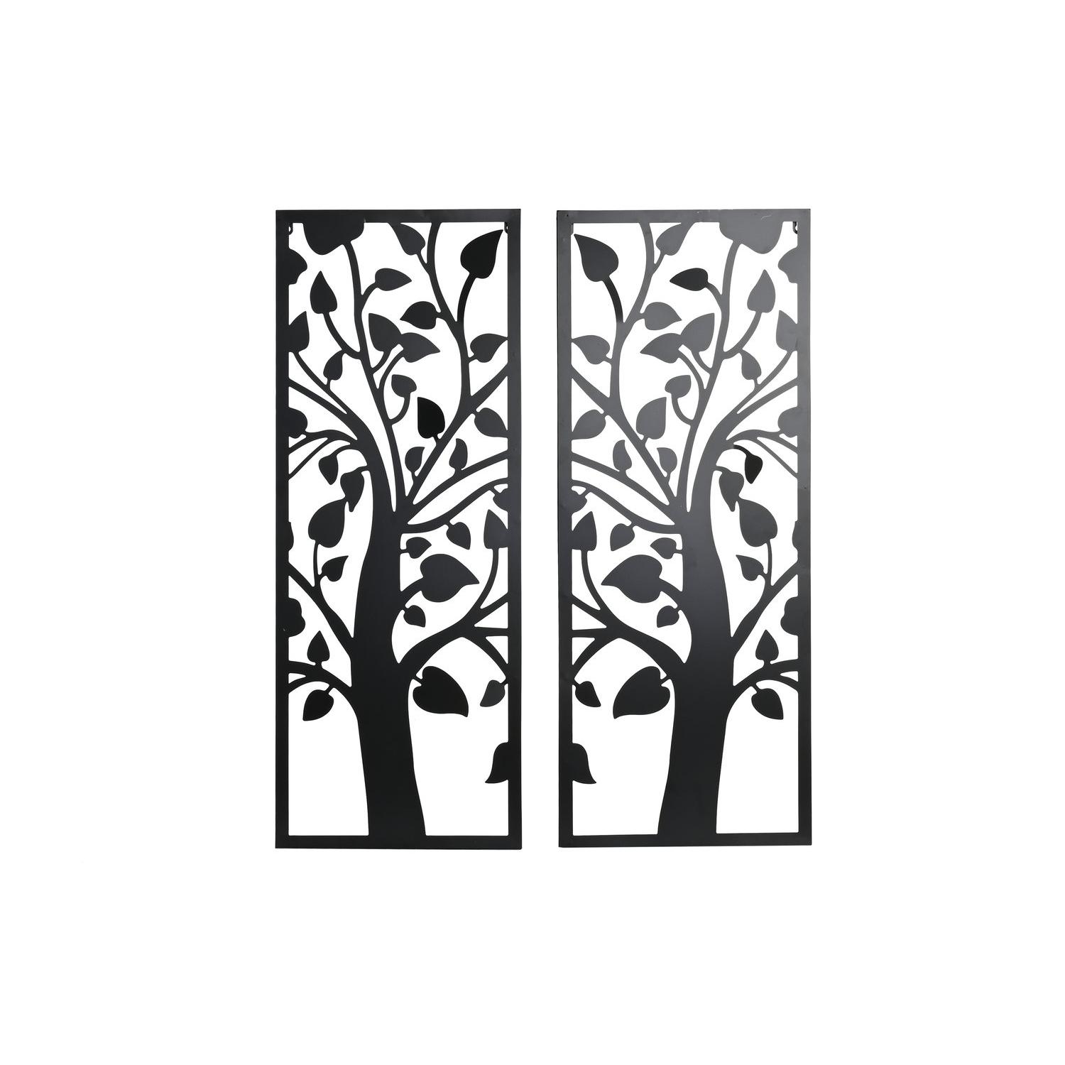 Decoracion Pared Set 2 Metal 70X1,3X90 Arbol Negro El mejor complemento para tu hogar  -Fijalo-