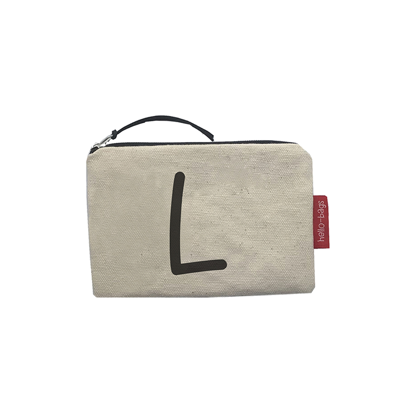 Hello-Bags. Bolso Monedero / Billetero / Tarjetero con cremallera y forro interior. Exterior: Algodón 100%. Incluye sobre kraft de regalo. Modelo: "L". Crudo / Negro. 14x10 cm.