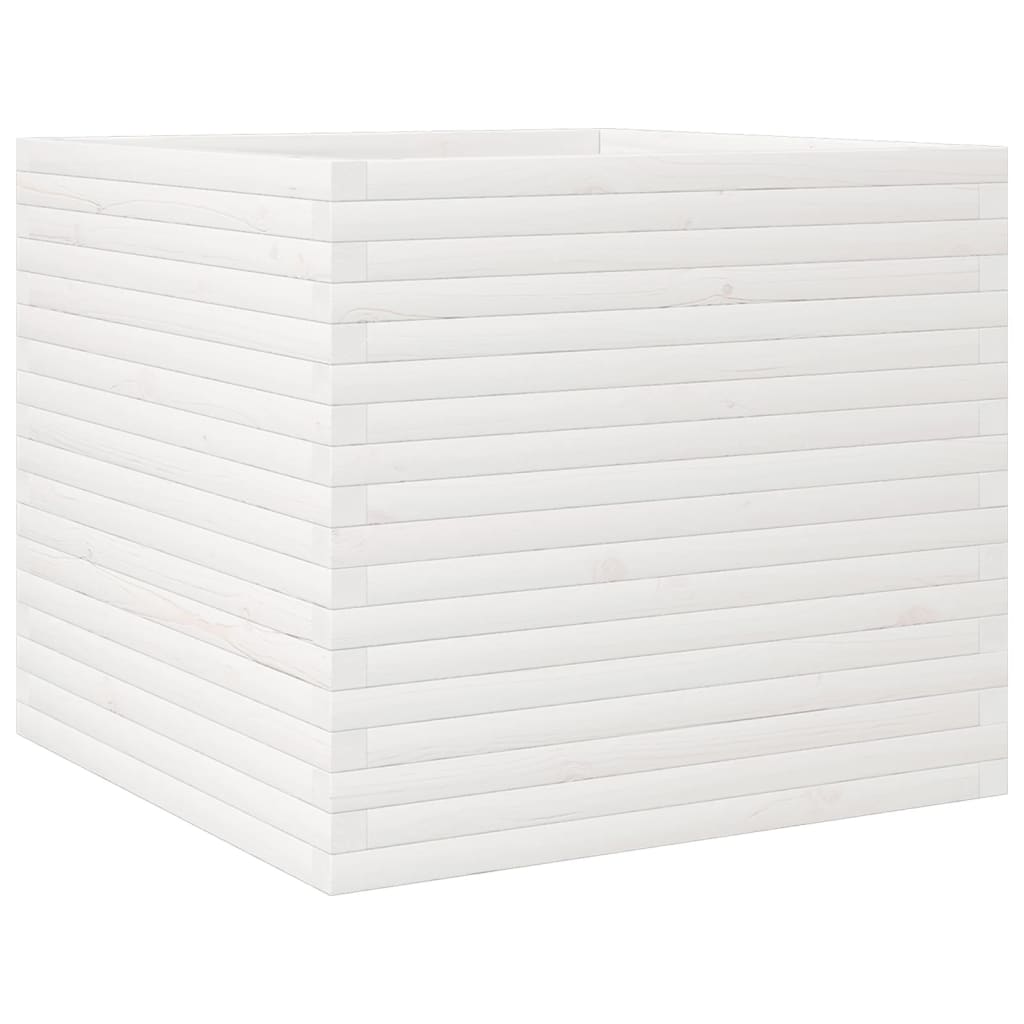 vidaXL Jardinera madera maciza de pino 80x80x68,5 cm Color Pino natural,  Blanco,  Marrón cera y mas