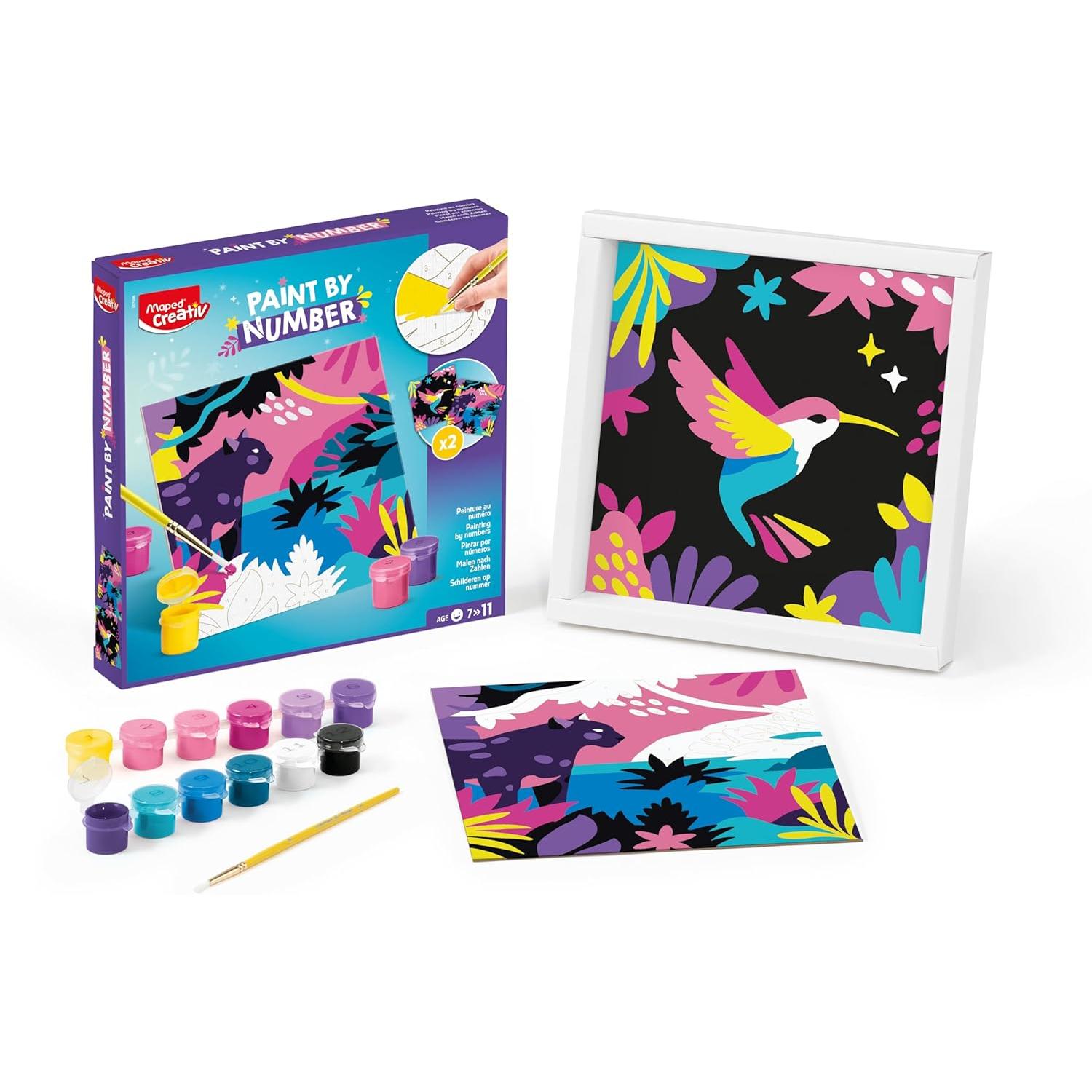 MAPED Kit De Pintura Por Números Para Niños, Set Creativo Con Lienzos, Pinturas Y Pincel, Actividad Artística Educativa Para Desarrollar Habilidades, Ideal Para Manualidades Infantiles.