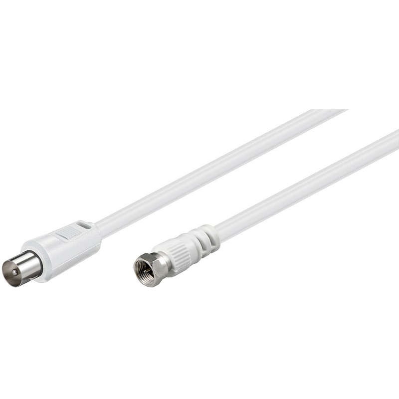 Goobay Cable Antena TV Macho A F Macho 2,5m BLANCO - Conexión Estable y Señal Clara