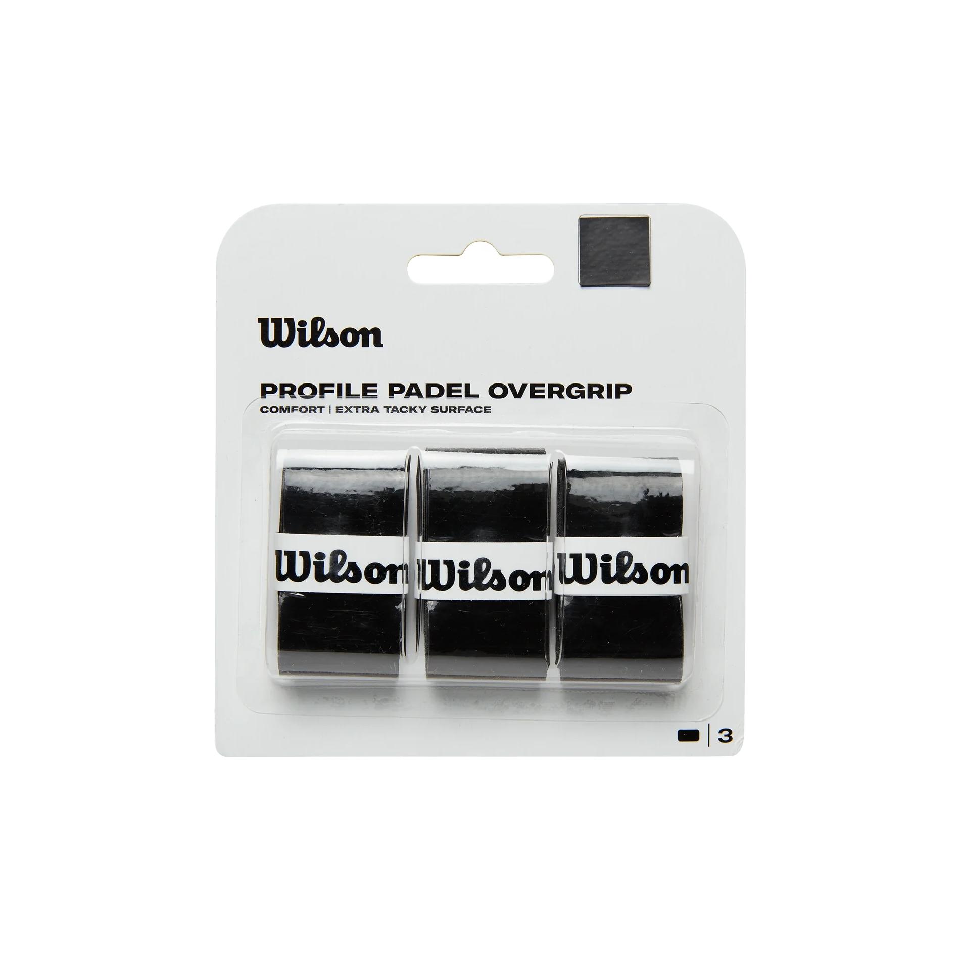 Overgrips Wilson Profile Padel Negro - set de overgrips padel 3 unidades