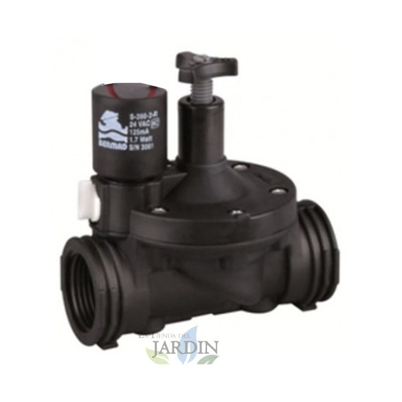 Suinga Electrovalvula de Riego 1 1/2" Bermad | Electroválvula Jardin 9V con Regulador | Valvula de Riego para Programador a Pilas
