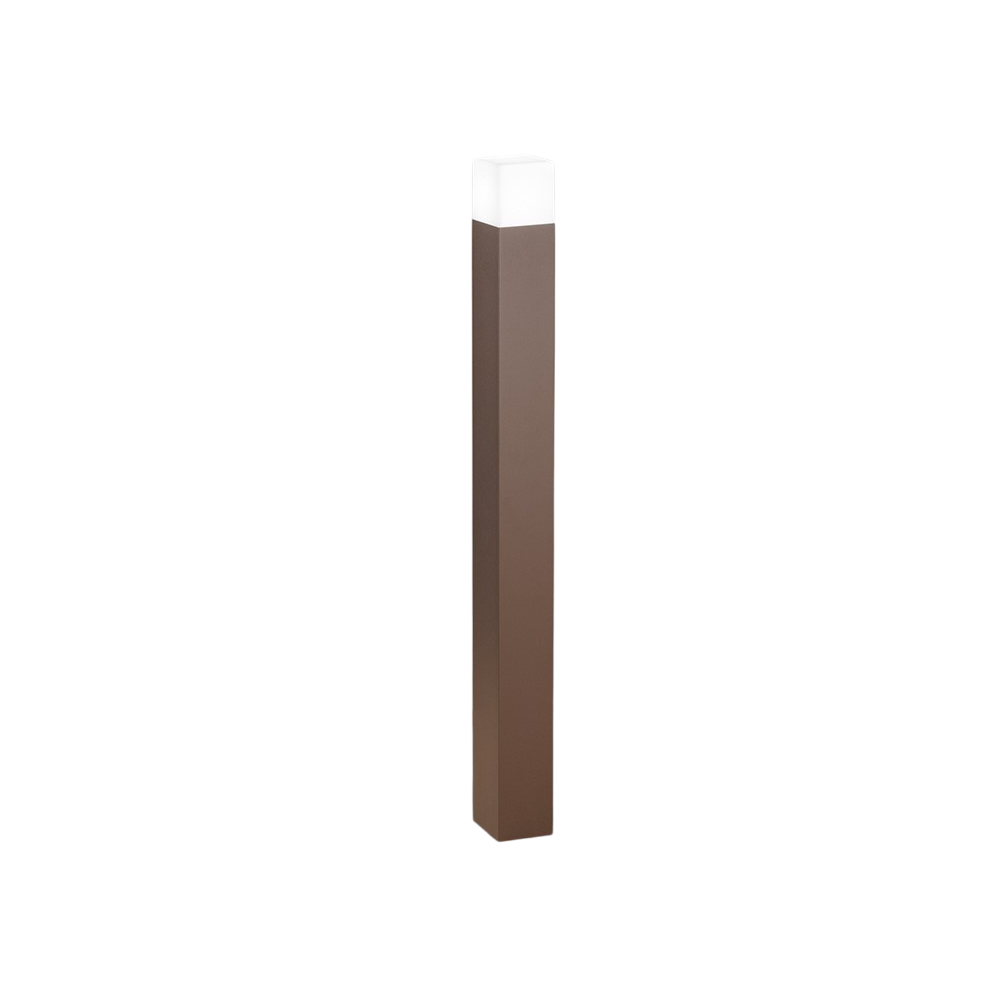 Torre - Bolardo de jardín con 1 bombilla E27 máx. 20 W IP54, aluminio pintado, bolardo para exteriores, acero Corten, 90 cm de altura - Perenz