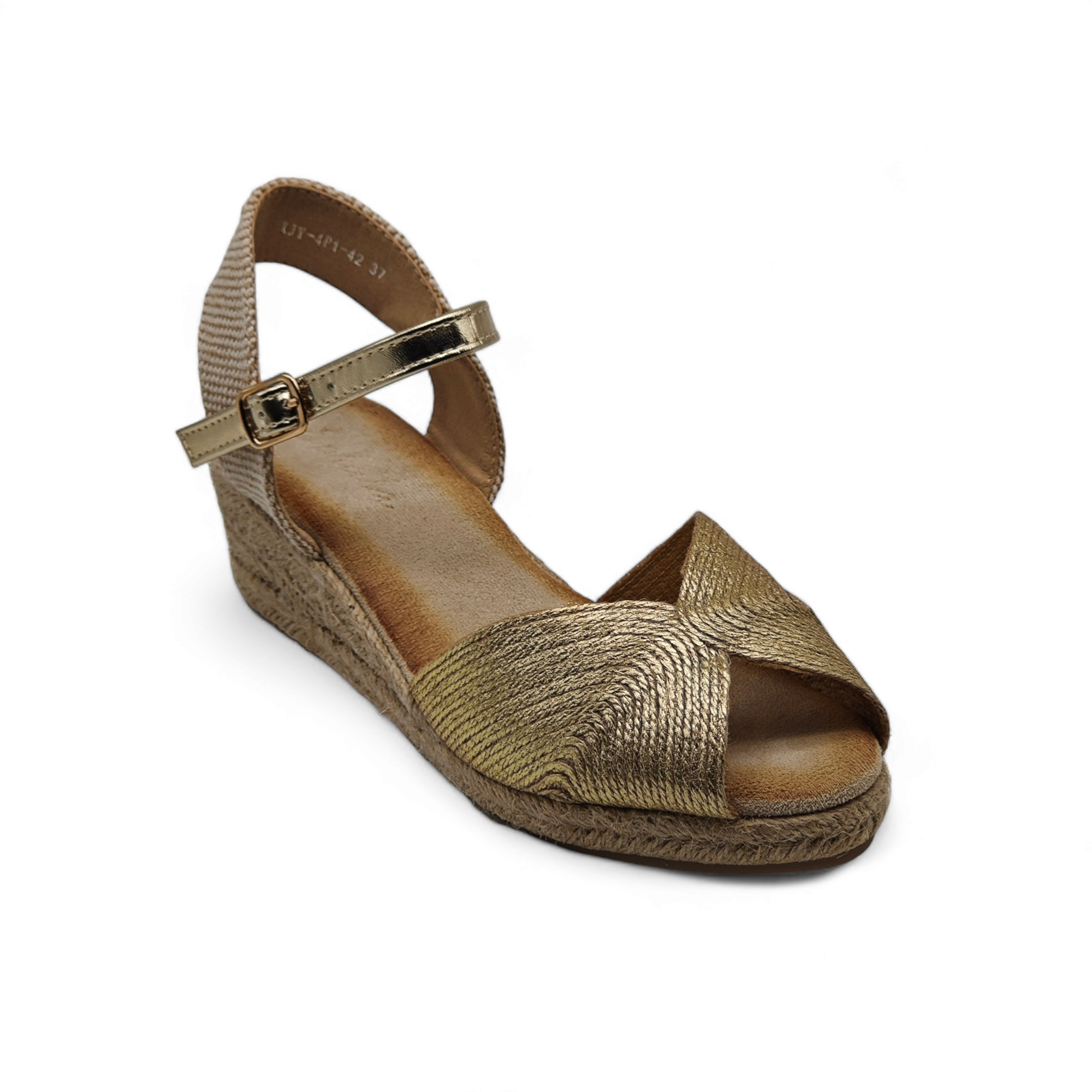 Calzados soraia, Sandalia de antelina y plataforma de yute, espardeñas de cuña, para mujer.