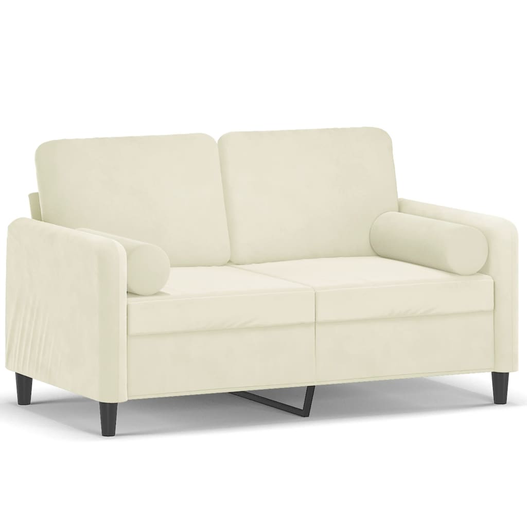 vidaXL Sofá de 2 plazas con cojines terciopelo color crema 120 cm