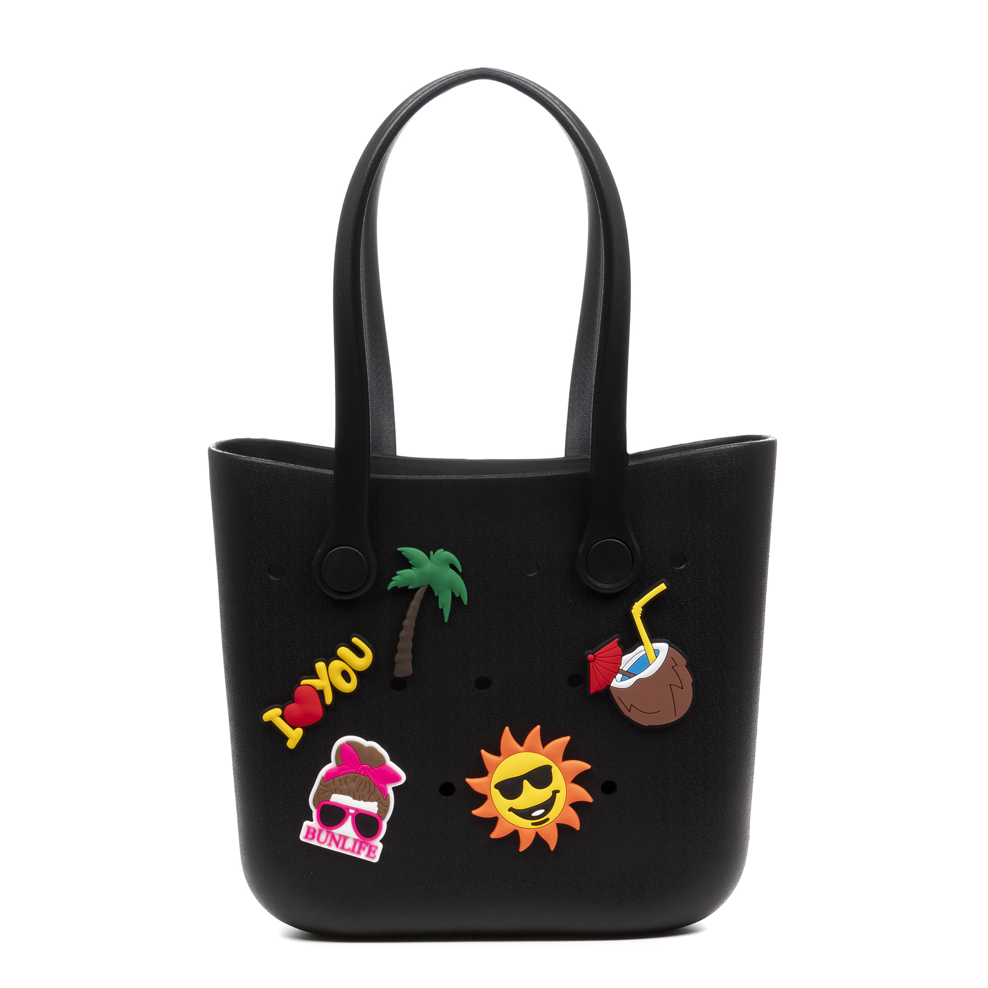 LIBELULLA. VillaPoma bolso Shopper de playa , de goma EVA con asas largas y charm decorativos