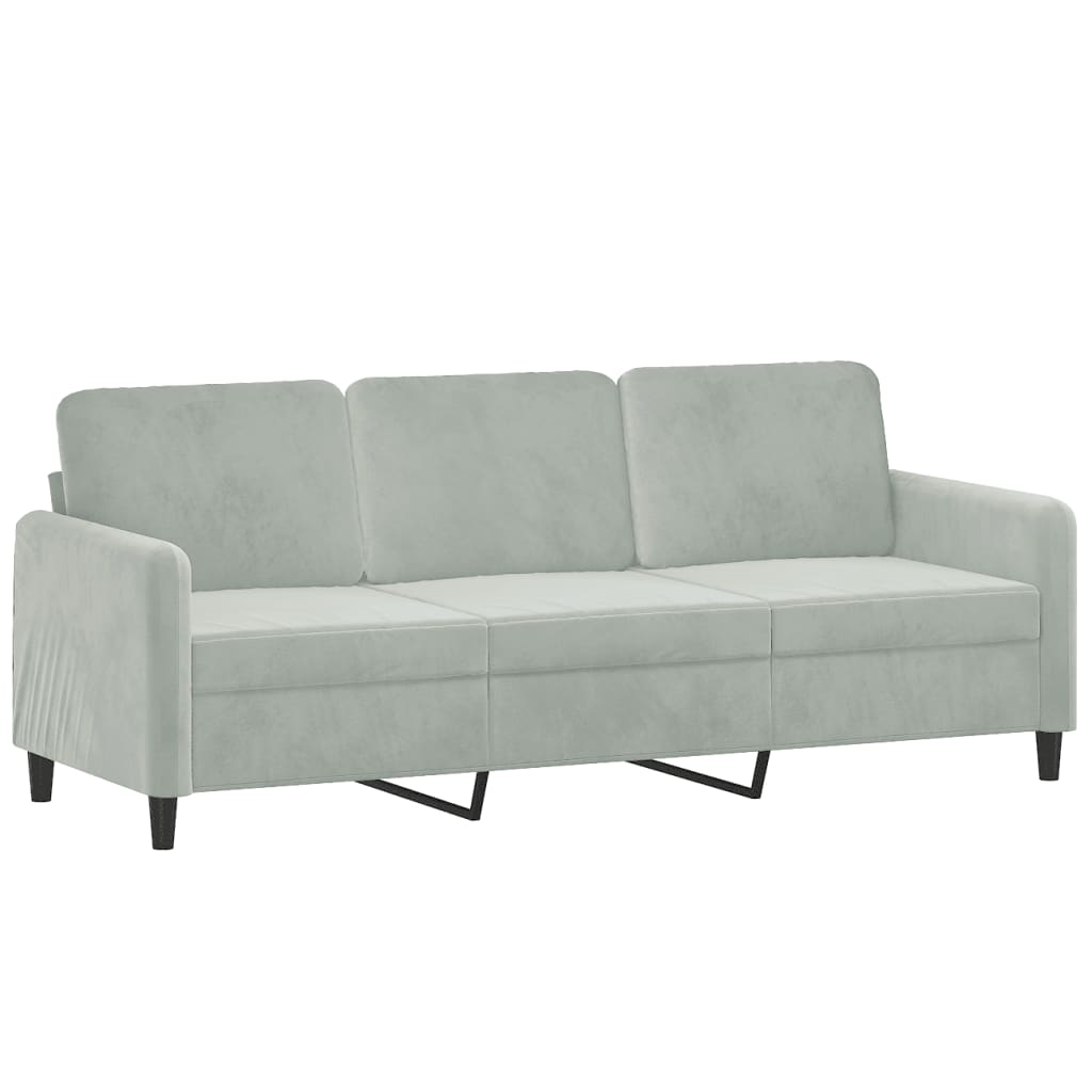 vidaXL Sofá de 3 plazas terciopelo gris claro 180 cm