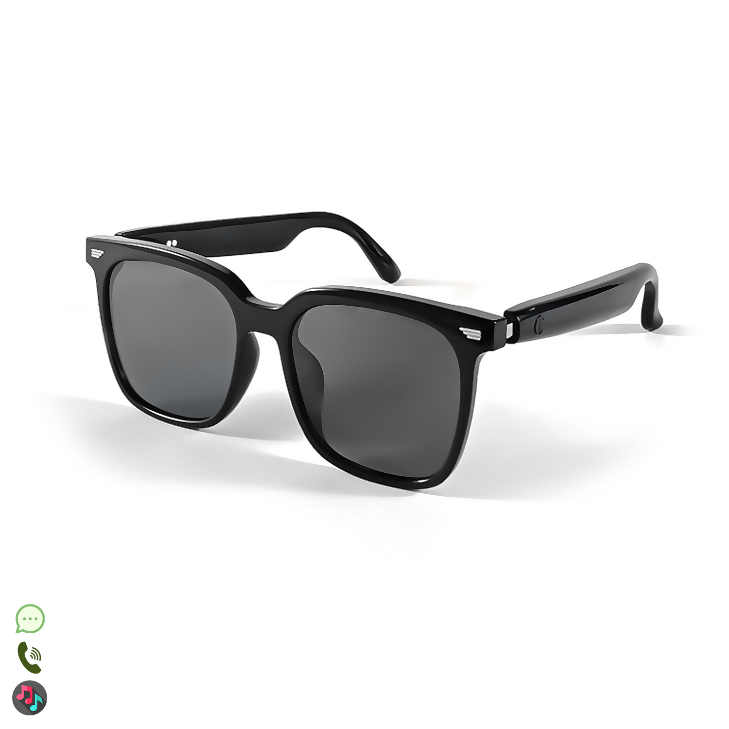 DAM Gafas inteligentes GS01, llamada bluetooth, asistente de voz, control remoto de la cámara. 14,5x15x5,5 Cm. Color: Negro