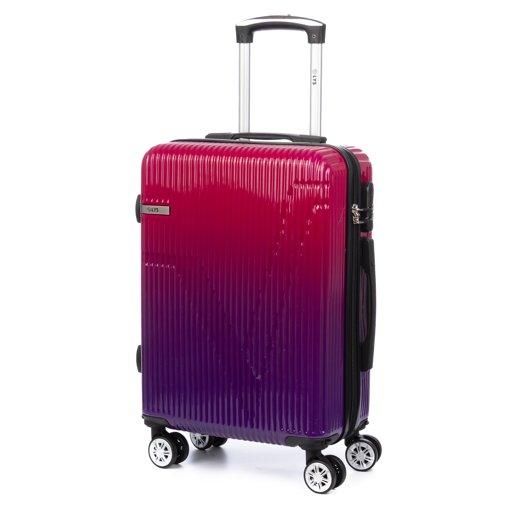 DAM.Maleta de cabina trolley de PP resistente a la rotura. Cerradura numérica, 4 ruedas dobles extraíbles y giratorias 360°. 38x21x55cm