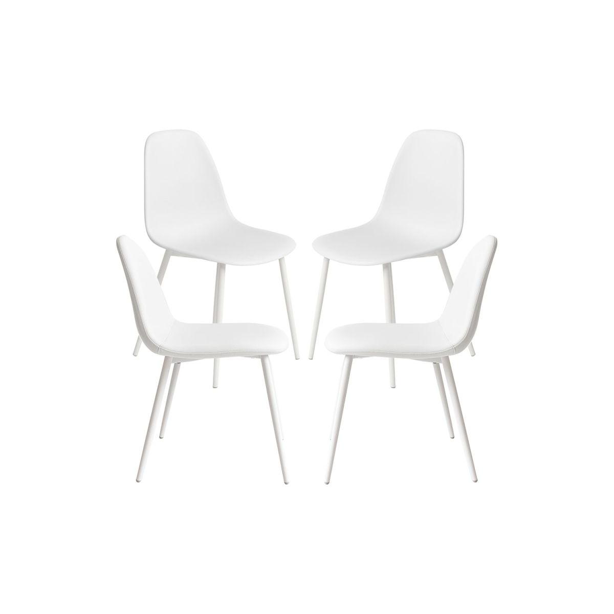 Regalos Miguel - Packs Sillas Comedor - Pack 4 Sillas White Teok Polipiel - Blanco
