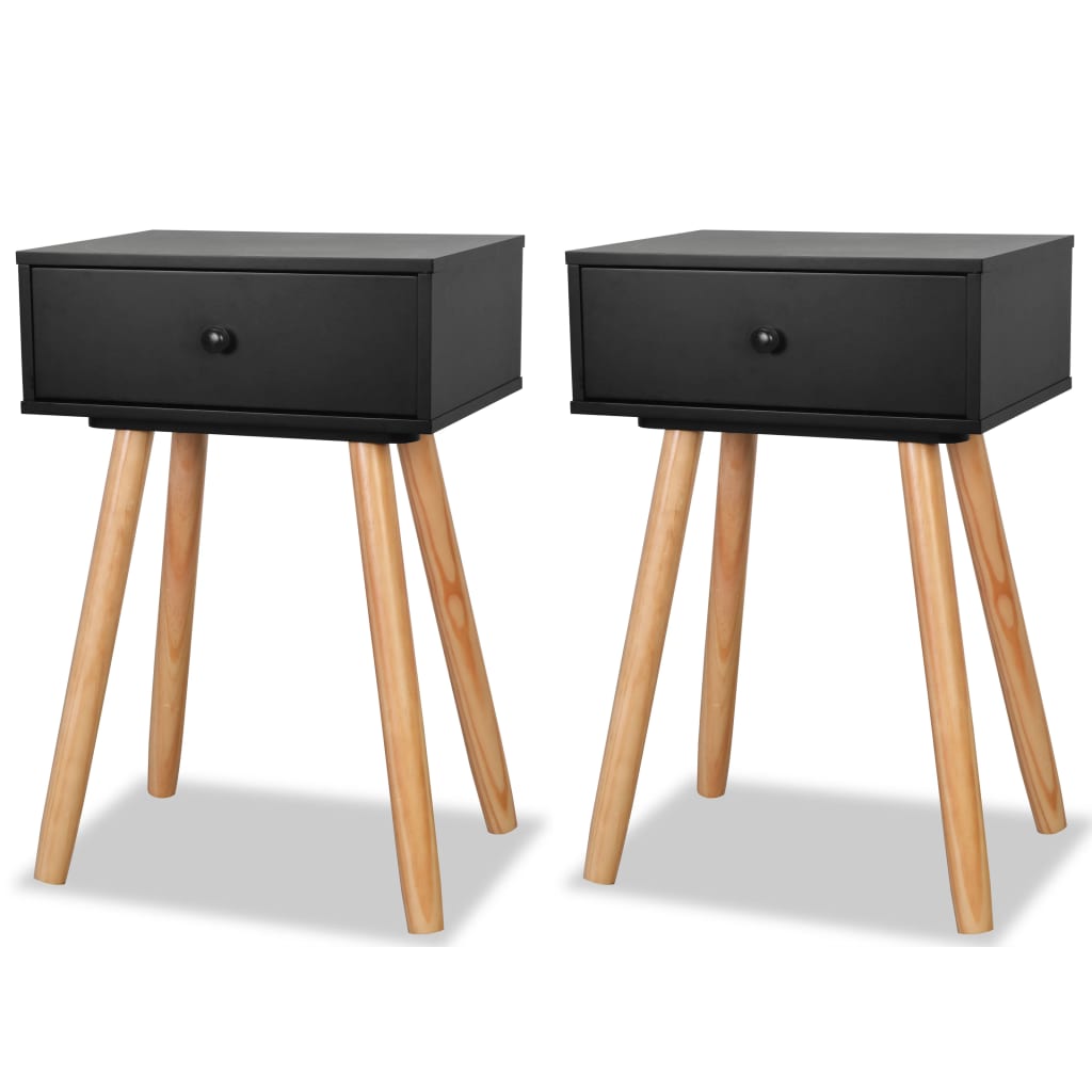 Vidaxl Mesitas de Noche 2 Unidades. Madera Maciza de Pino 40x30x61 Cm - Blanco, Negro, Marrón y Más