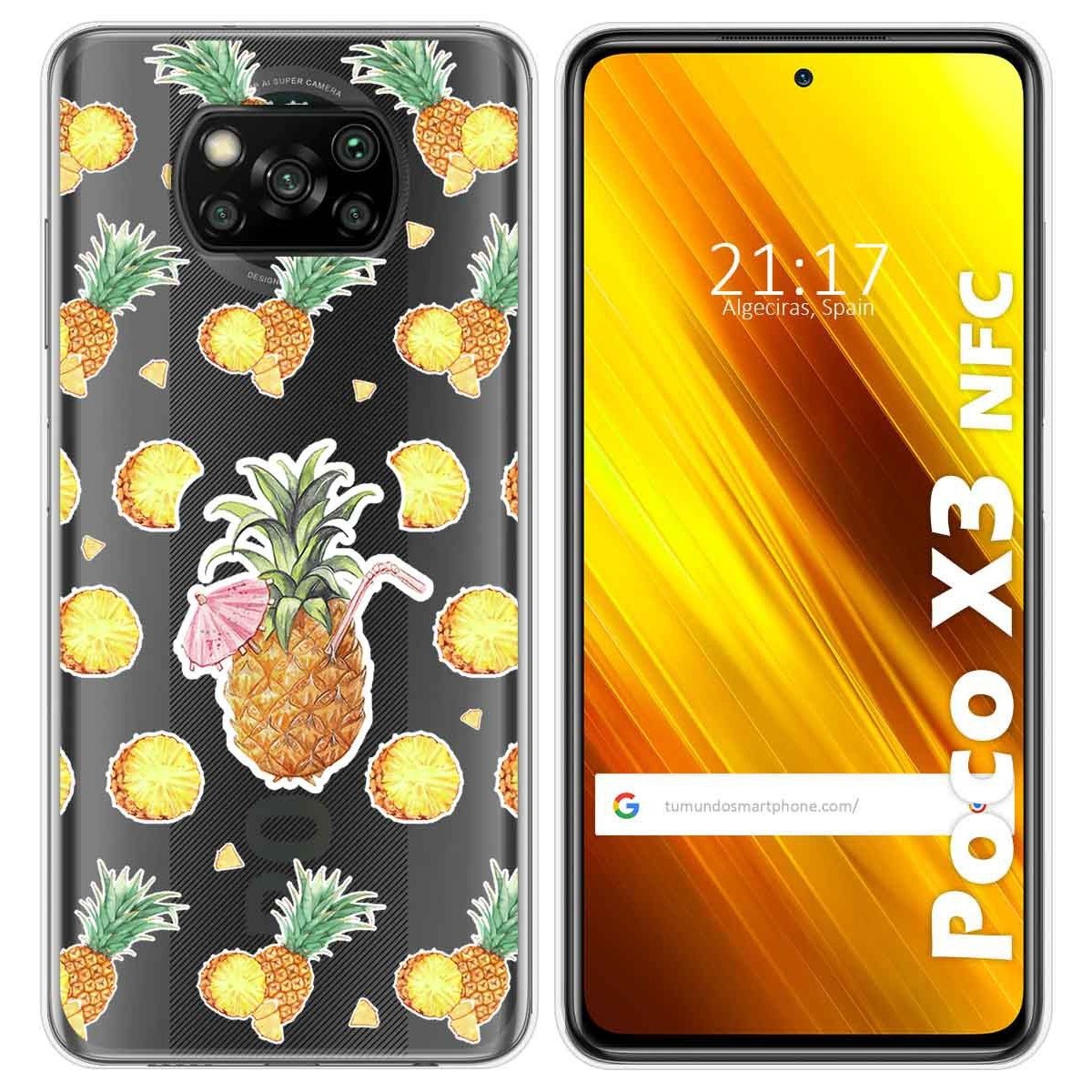 Tumundosmartphone Funda Gel Transparente para Xiaomi POCO X3 NFC / X3 PRO diseño Piña Dibujos