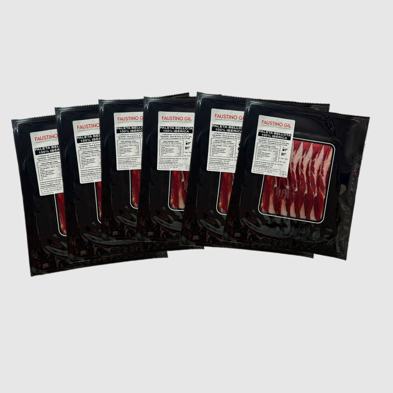 PALETA BELLOTA 100% IBERICA - 6 Sobres de  100g - Elaboración tradicional - Ibéricos Faustino Gil -