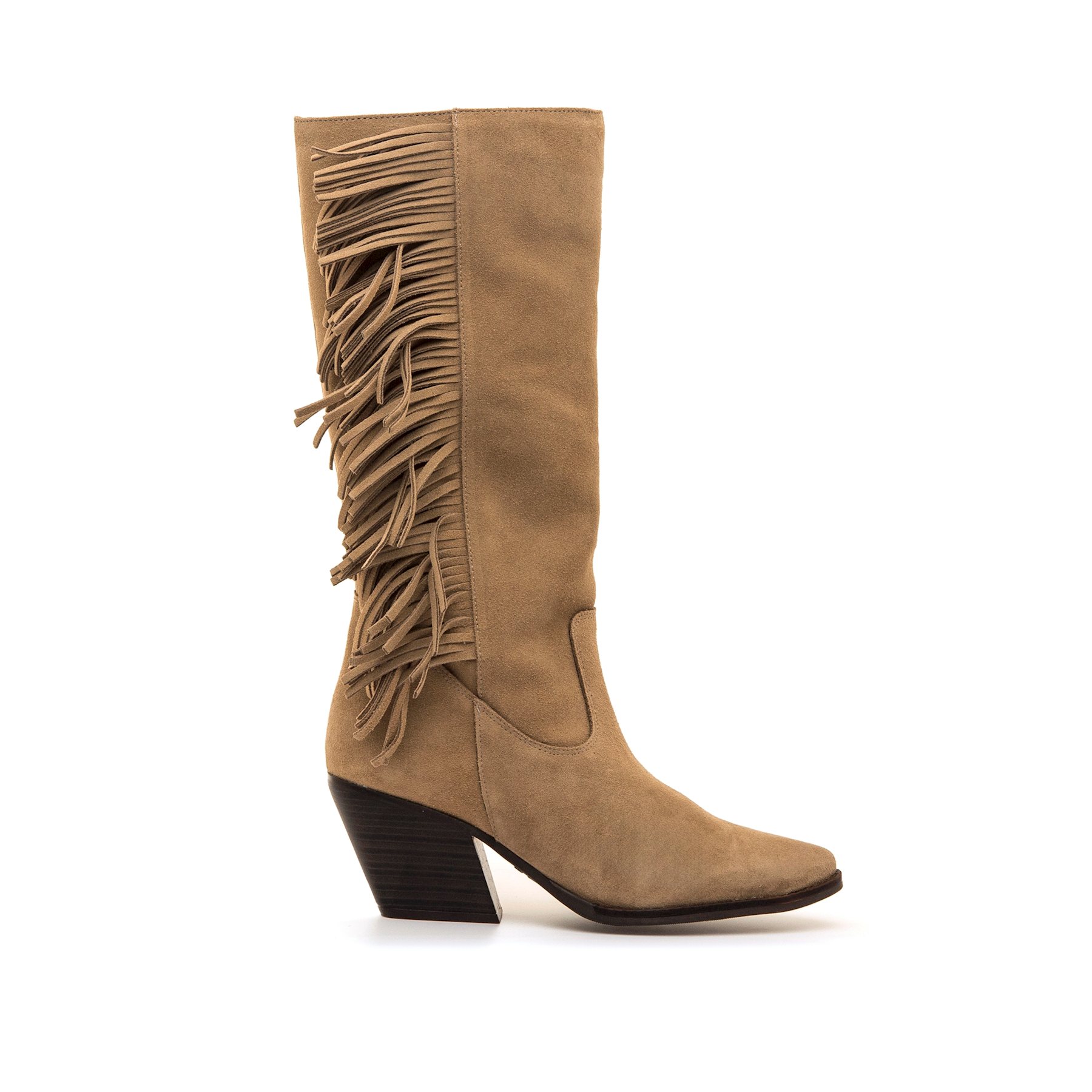 Mustang-MTNG botas de tacón mujer missouri beige con cierre cremallera y tipo de puntera redonda