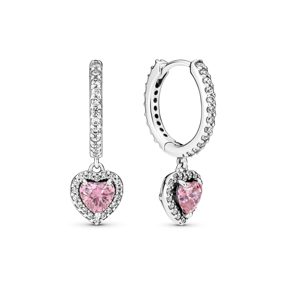 Pandora Pendientes de aro en plata de ley Corazón Halo Brillante 291445C01 , para Mujer